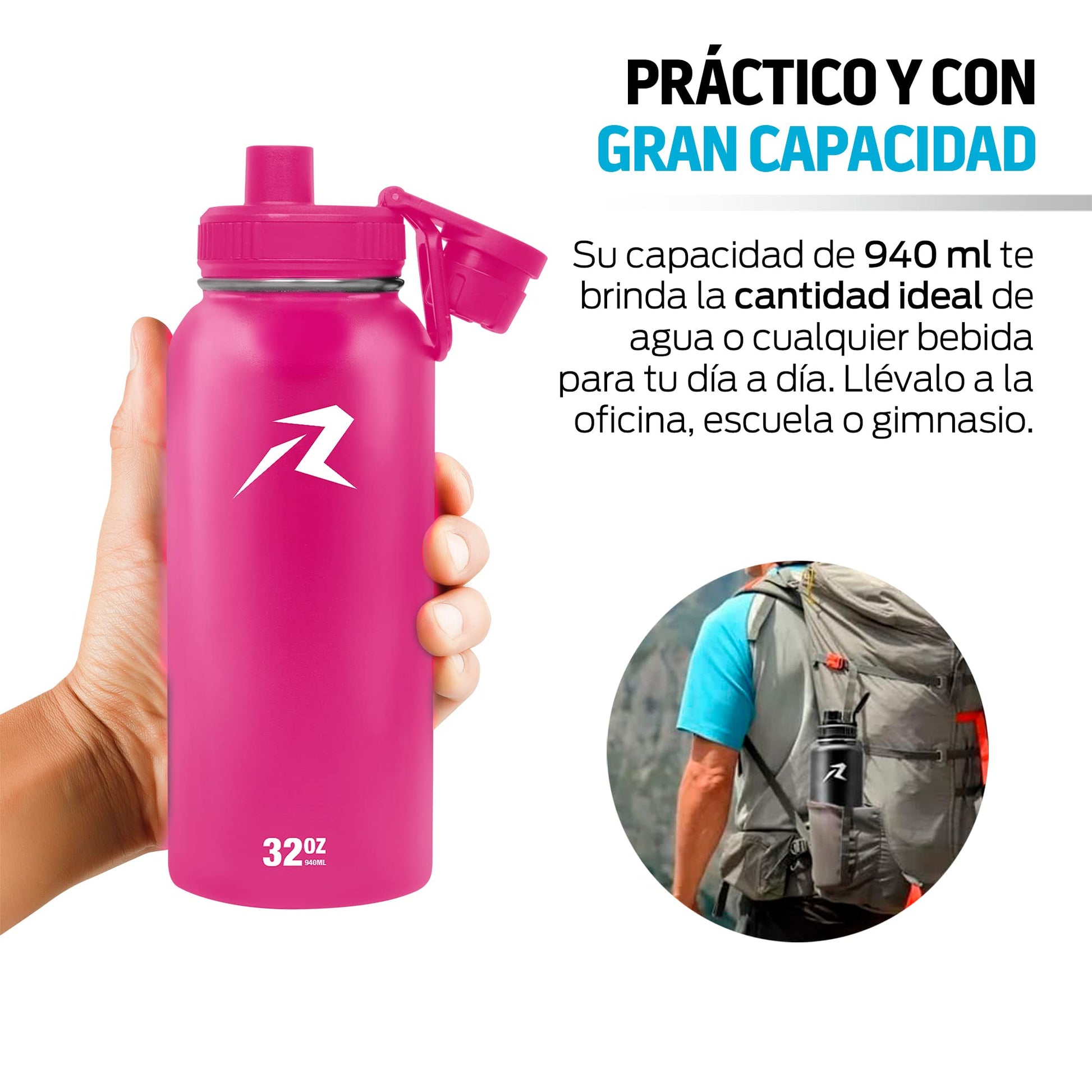 Termo Acero Inoxidable Redlemon Negro Doble Aislamiento Térmico 940 ml Ecológico y Resistente