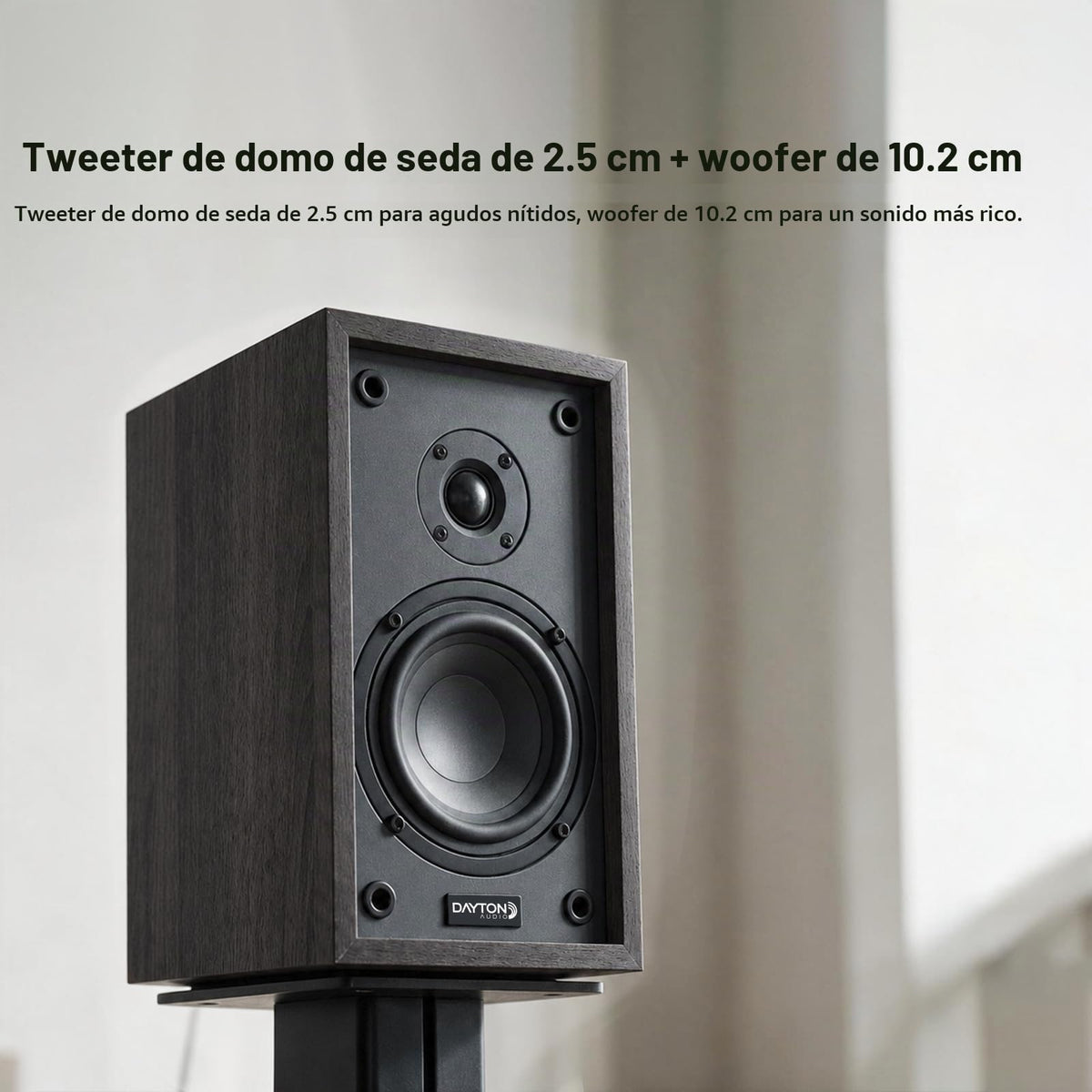 Altavoces de Estantería Dayton Audio Negro Woofer 4" y Tweeter 1" Pasivo 2 Vías 30W RMS para Música y TV