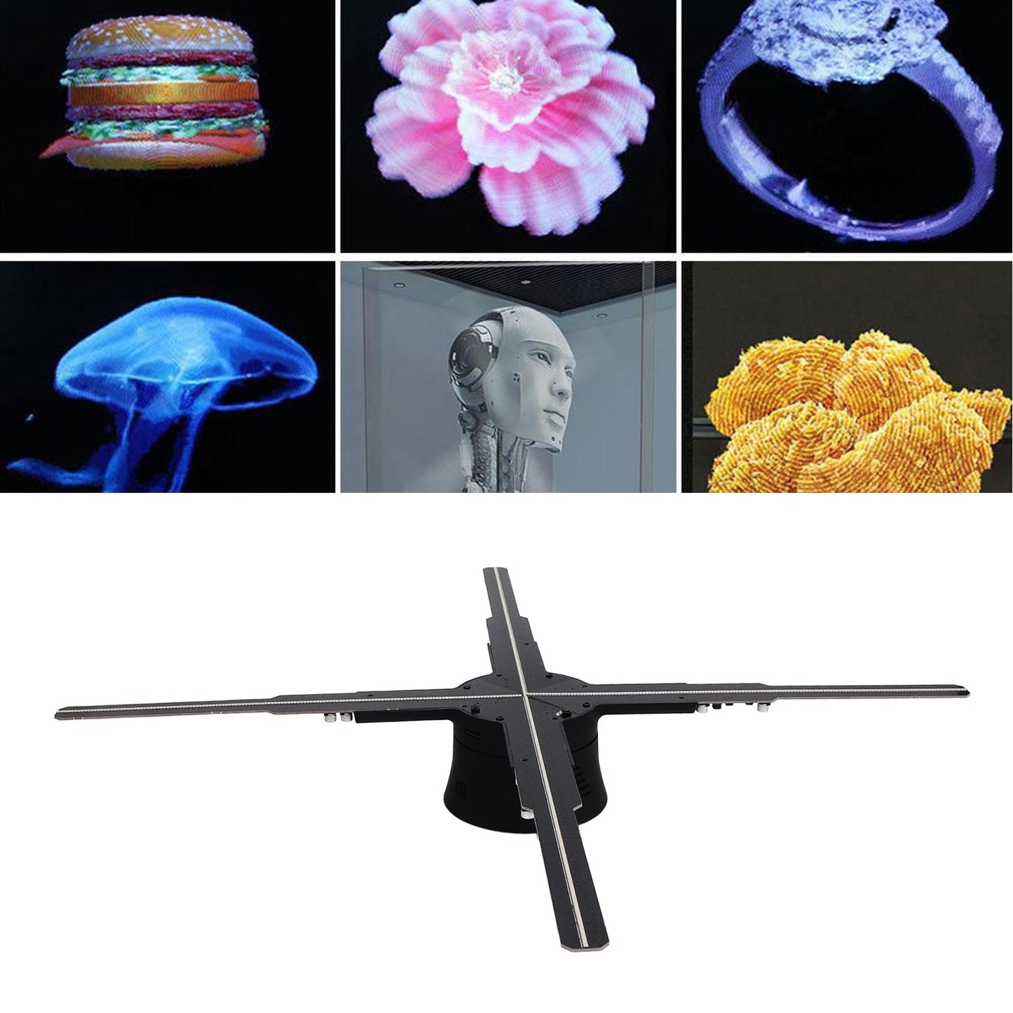 ASHATA Ventilador de Holograma 3D, Ventilador Holográfico LED HD, Máquina de Publicidad de Holograma de 19,69 Pulgadas con 586 LED 1800x586P, Pantalla Holográfica para Tiendas (US)