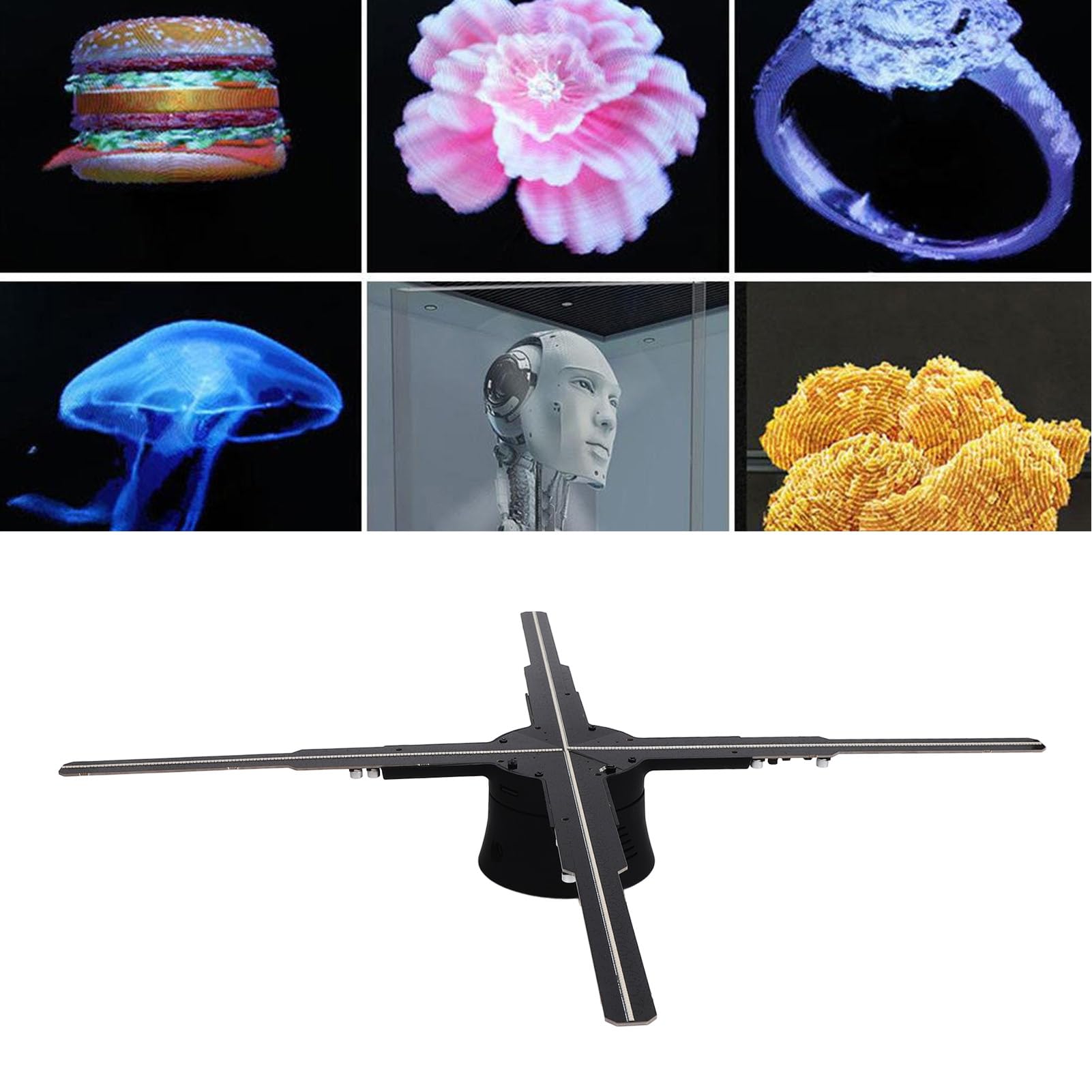 ASHATA Ventilador de Holograma 3D, Ventilador Holográfico LED HD, Máquina de Publicidad de Holograma de 19,69 Pulgadas con 586 LED 1800x586P, Pantalla Holográfica para Tiendas (US)
