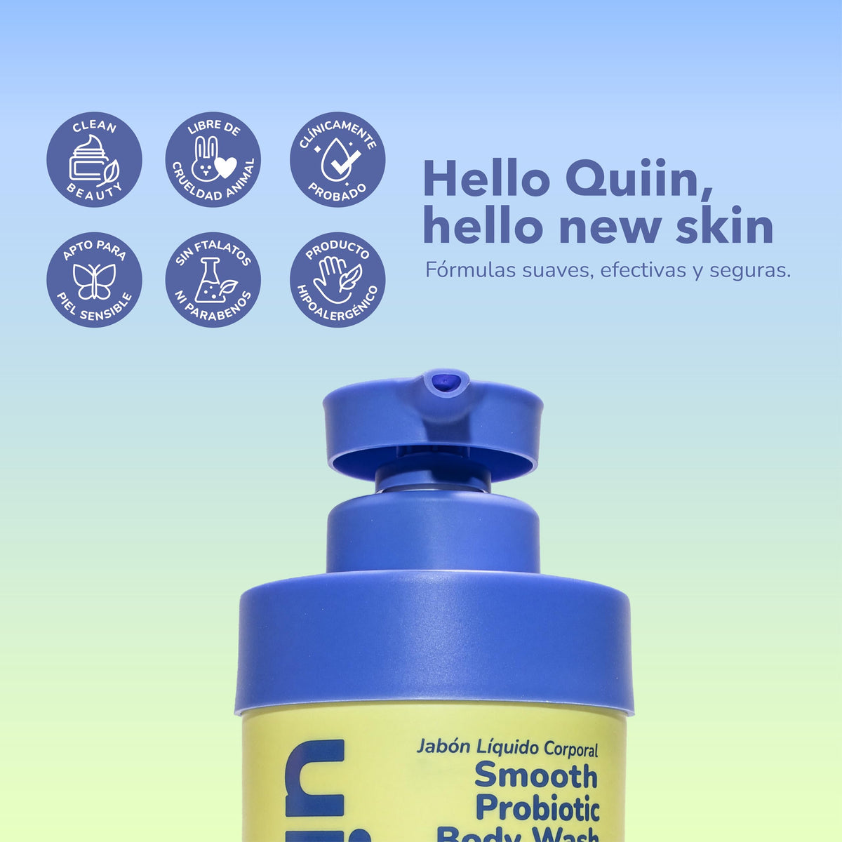 Quiin Smooth Probiotic Body Wash Probióticos Aloe y Avena 500 ml