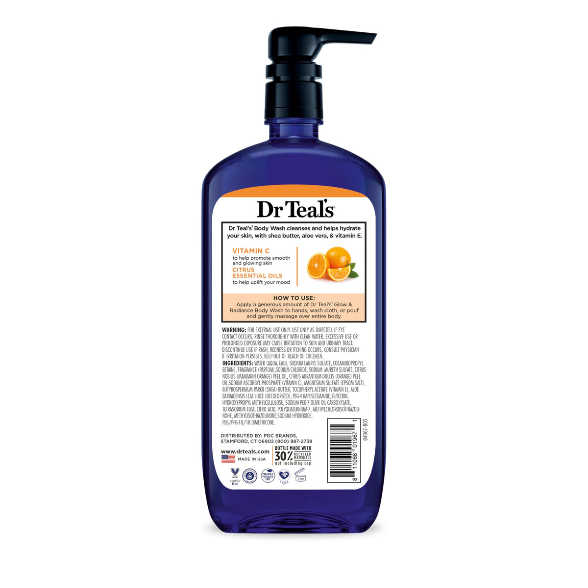 Dr Teal's Toospesy Dr. Teal's Glow & Radiance con aceites esenciales de vitamina C y cítricos, lavado corporal de 24 onzas, paquete de 2