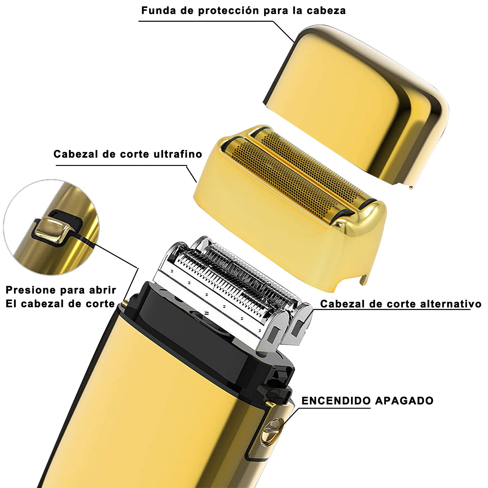 Afeitadora Eléctrica Monlida Dorado Red de Cuchillos Ultrafina para Hombre