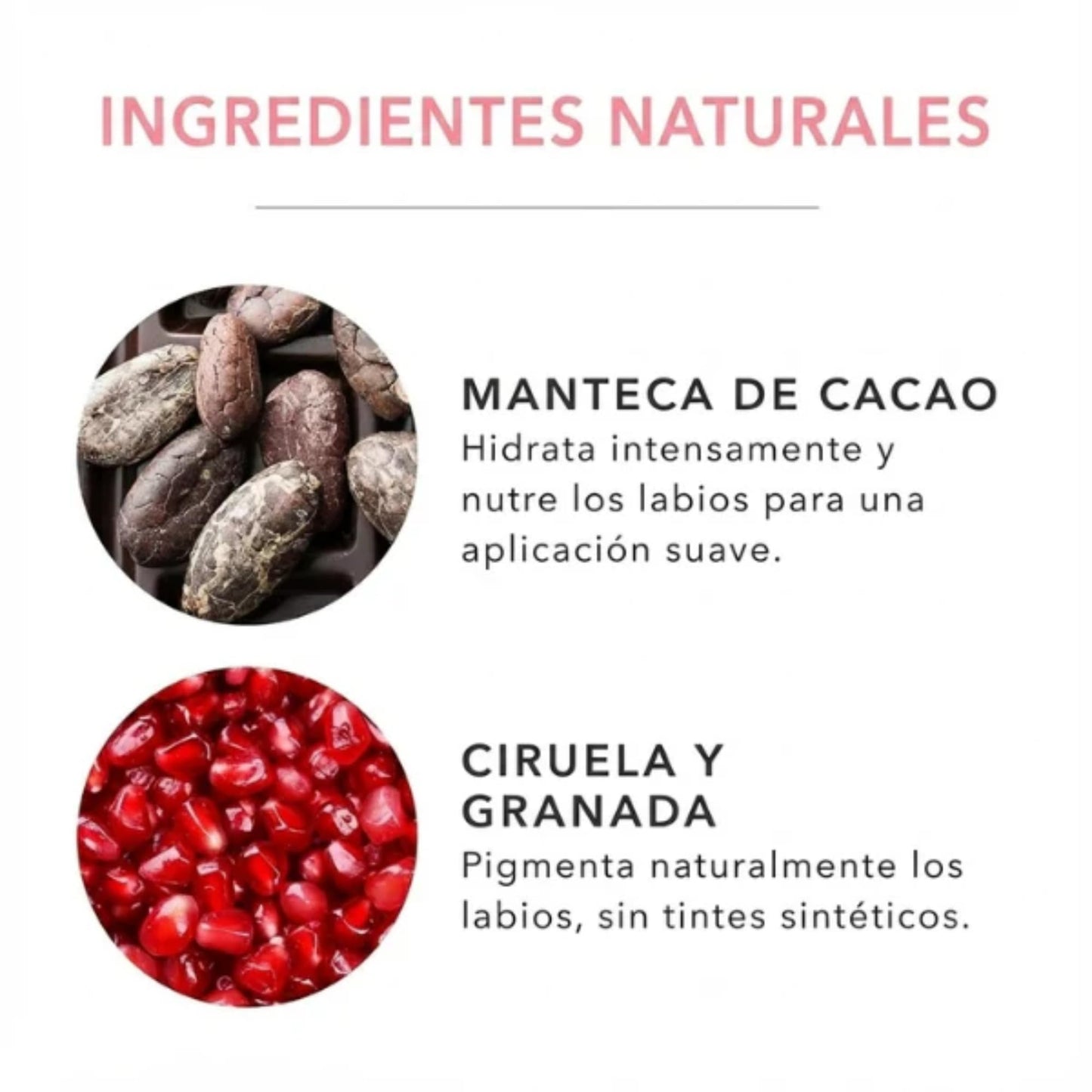 Labial Antiedad Pigmentado con Frutas, Tono Calendula, Hidratante con Aceite de Granada, Manteca de Cacao y Karité, Acabado Satinado