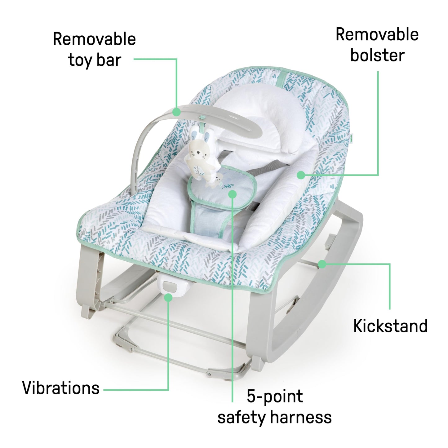 Ingenuity Asiento y Mecedor 3 en 1 para Bebés 0 a 30 Meses