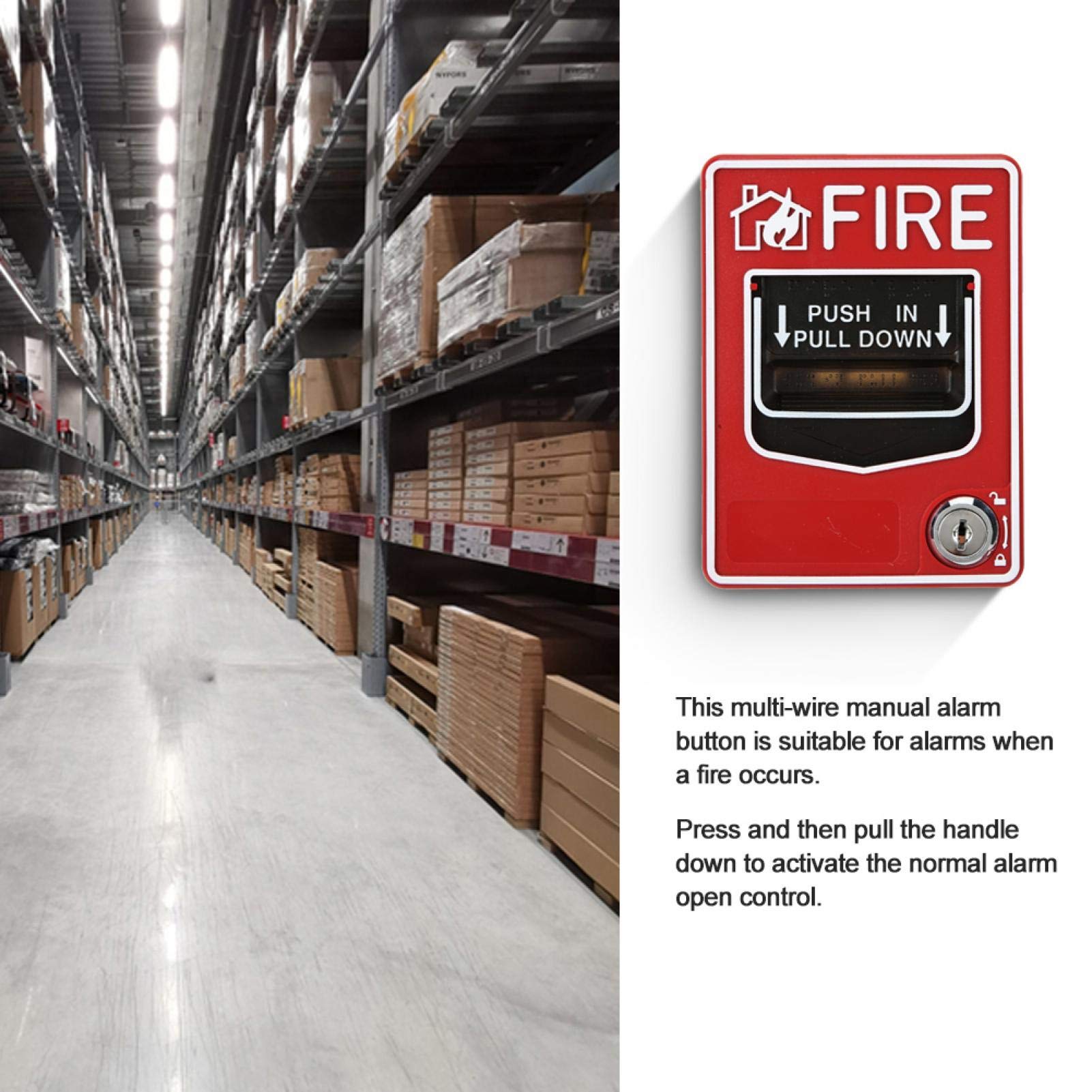 Estación de Activación Manual Archuu Fire Lite Roja de Doble Acción con Llave para Alarmas contra Incendios