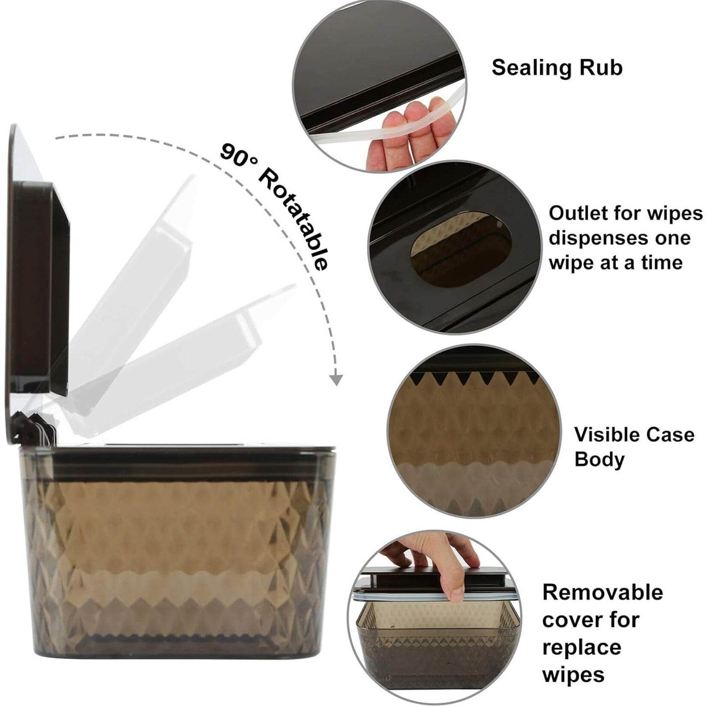 HSWT Dispensador de toallitas con diseño de sello - Porta toallitas sellado para baño, mantiene las toallitas frescas, a prueba de polvo y antideslizante