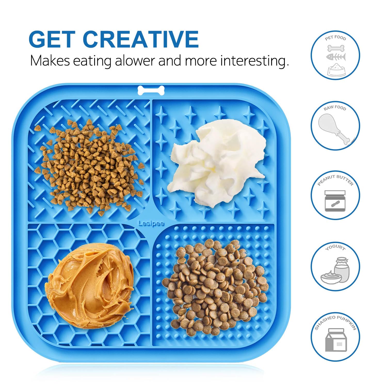 Lesipee - Tapete para lamer perros y gatos, paquete de 2 unidades, alimentador lento, para aliviar la ansiedad, juguetes para perros, tapete de alimentación para mantequilla, yogur y cacahuete, suministros para mascotas, tapete de entrenamiento para bañar