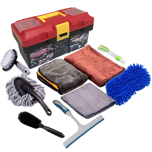 Kit de Herramientas de Limpieza de Carro Snow Eagle-L Azul con Paño de Microfibra y Cepillo de Neumáticos para Detallar Interiores