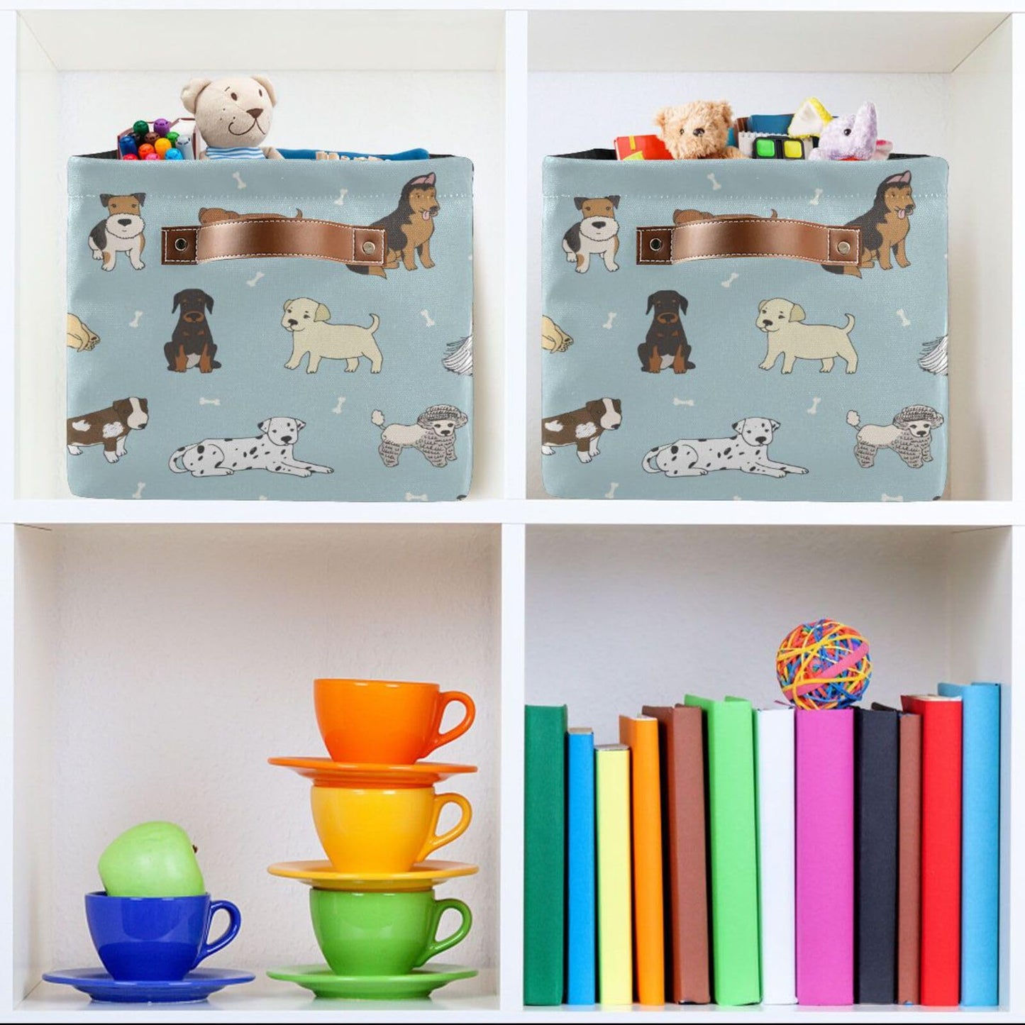 XUWU - Cesta de almacenamiento para perros y cachorros, cesta plegable con asa para guardería, recámara, baño