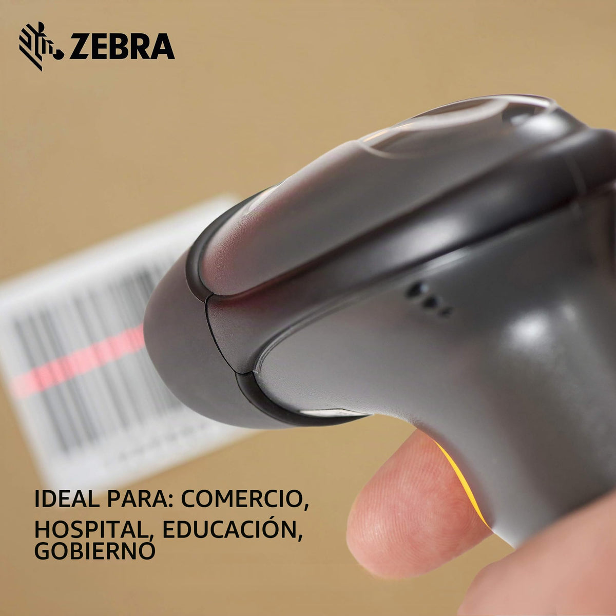 Escáner Láser de Mano Zebra Negro Crepúsculo con Cable y Soporte de Cuello de Cisne