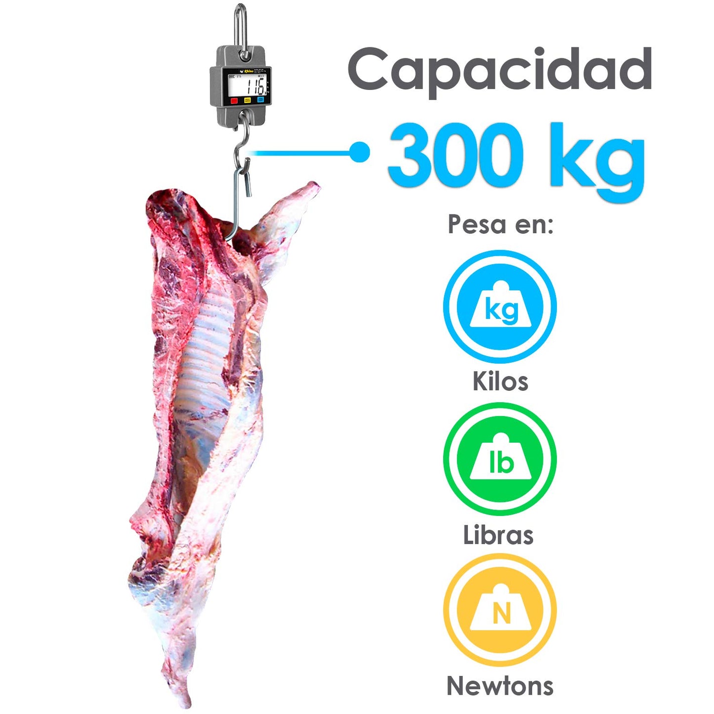 Báscula Digital RHINO Naranja Ideal para Uso Rudo 300 kg Lecturas Congeladas