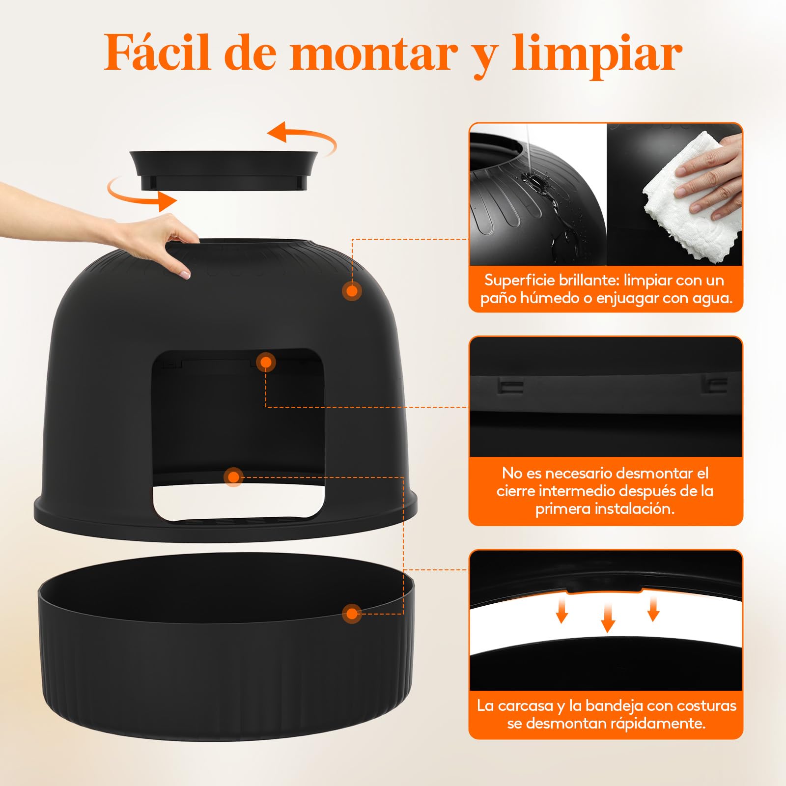 Lifewit Caja de Arena para Gatos con Plantas Ocultas, Plantas Artificiales y Caja de Arena Cerrada para Gatos, ventilación y Filtro de olores, fácil de Limpiar, Negro