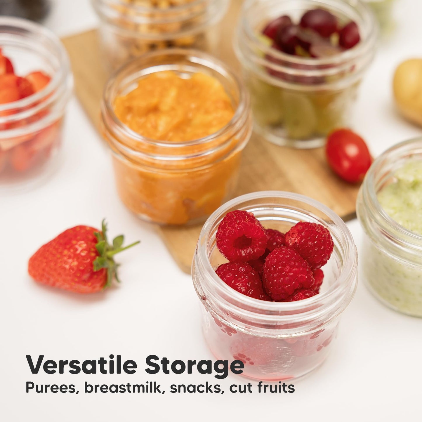 KeaBabies - Paquete de 12 recipientes de vidrio para alimentos para bebés, a prueba de fugas, contenedores de almacenamiento de alimentos para bebés con microondas, bandeja congeladora de alimentos