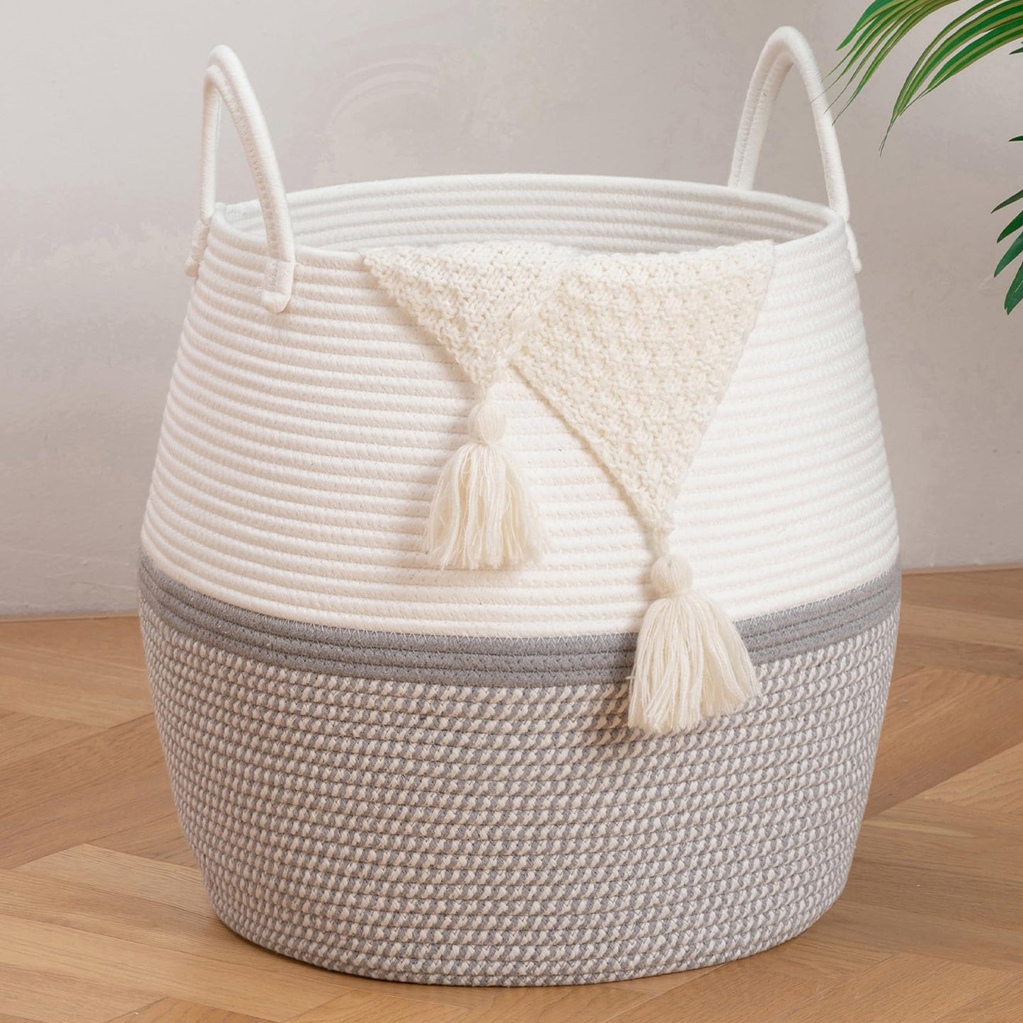 OIAHOMY Cesta para Mantas de 60L con Asa, Cesta de Almacenamiento para Sala de Estar, Cesta de Ropa Sucia para Ropa, Toallas, Almohadas, Almacenamiento de Juguetes para Niños y Perros, Cesta de Bebé