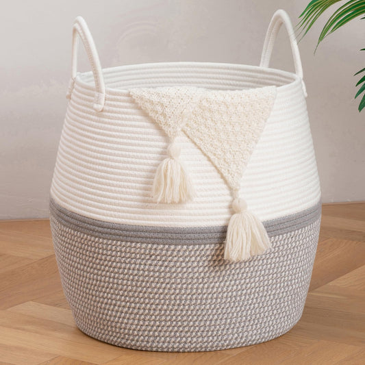 OIAHOMY Cesta para Mantas de 60L con Asa, Cesta de Almacenamiento para Sala de Estar, Cesta de Ropa Sucia para Ropa, Toallas, Almohadas, Almacenamiento de Juguetes para Niños y Perros, Cesta de Bebé
