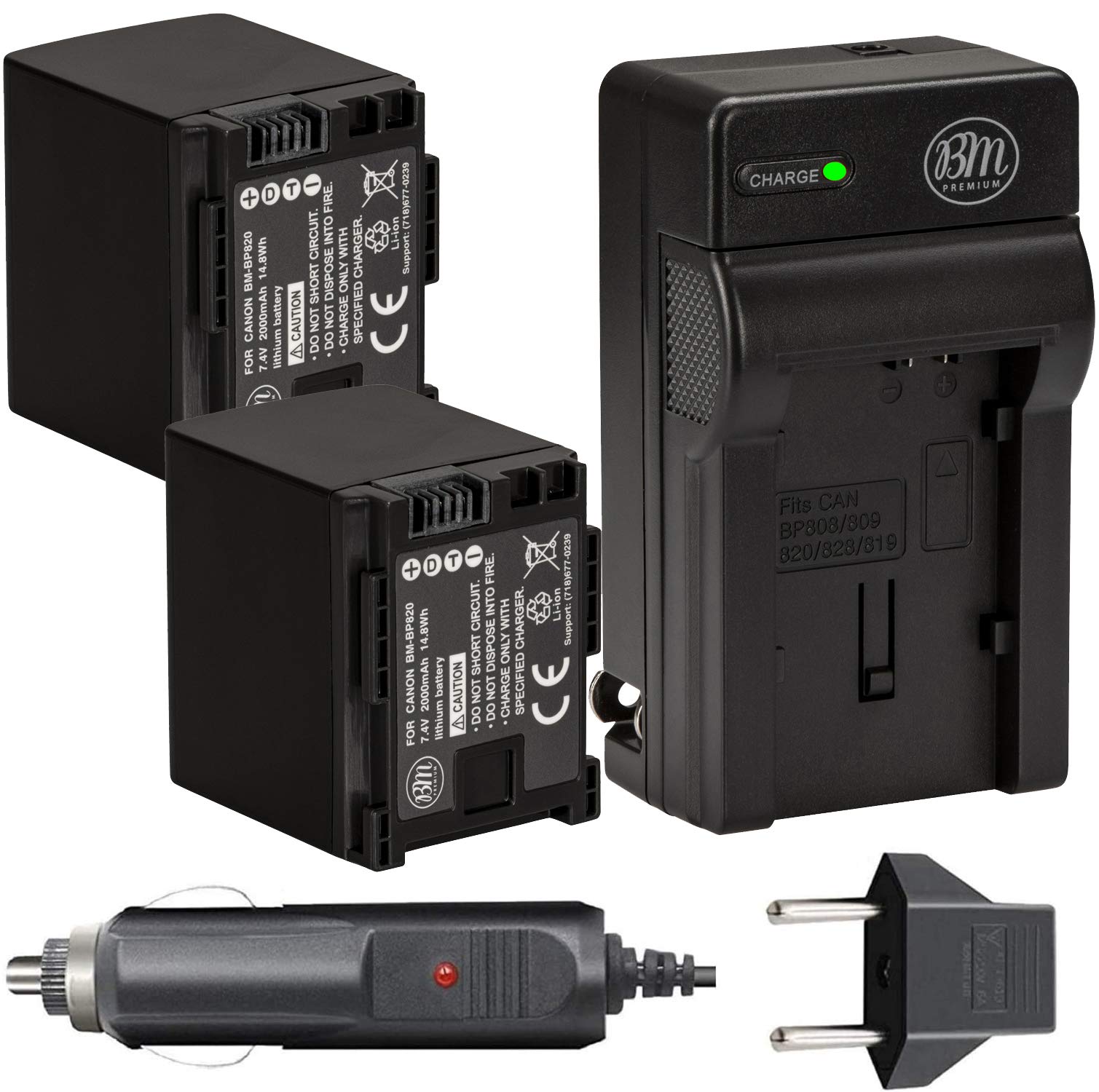 Baterías BP-820 y Cargador Canon Negro para Videocámara 2 Piezas