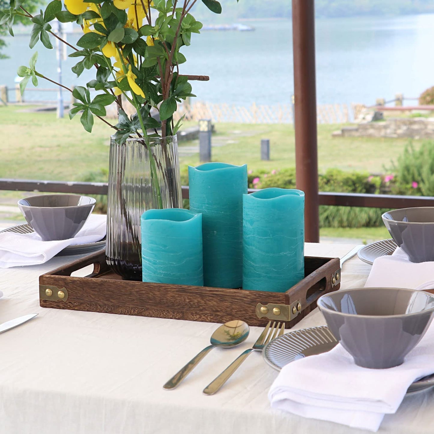 Velas led Rhytsing Turquesa Rústico con Temporizador para bodas y fiestas