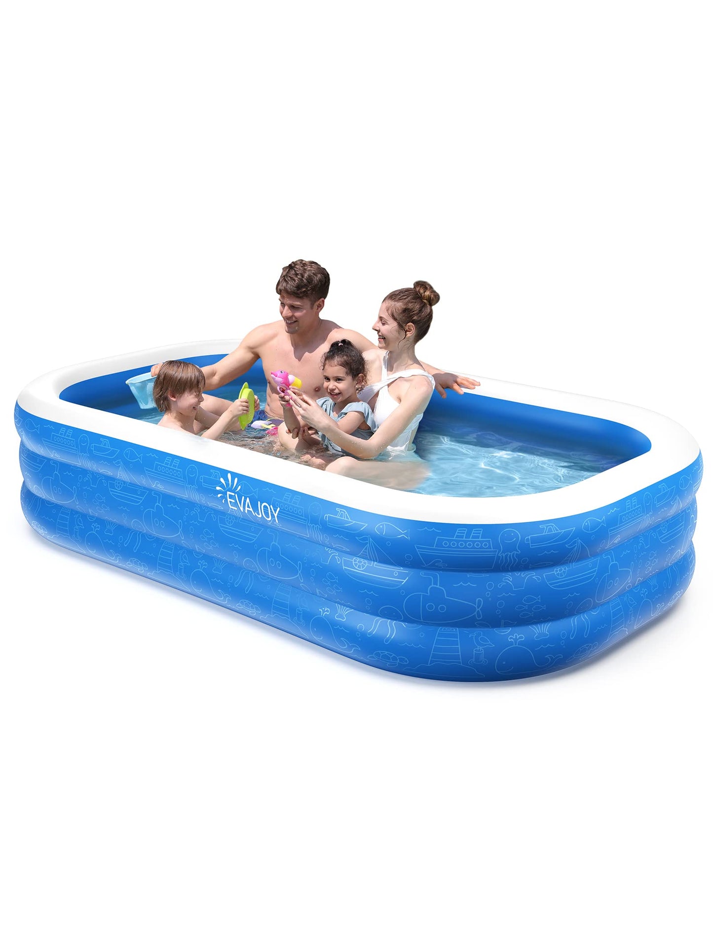 Piscina Inflable Evajoy Azul 92 x 56 x 18 Pulgadas para Niños a Partir de 3 Años