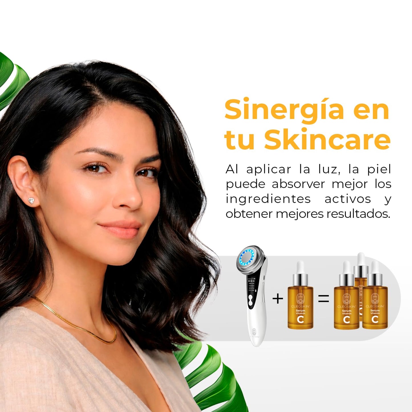 CLEOSKIN Masajeador Facial de Fototerapia Roja y Azul, warm clean, lifting facial y cuidado de ojos. Dispositivo de belleza antiarrugas