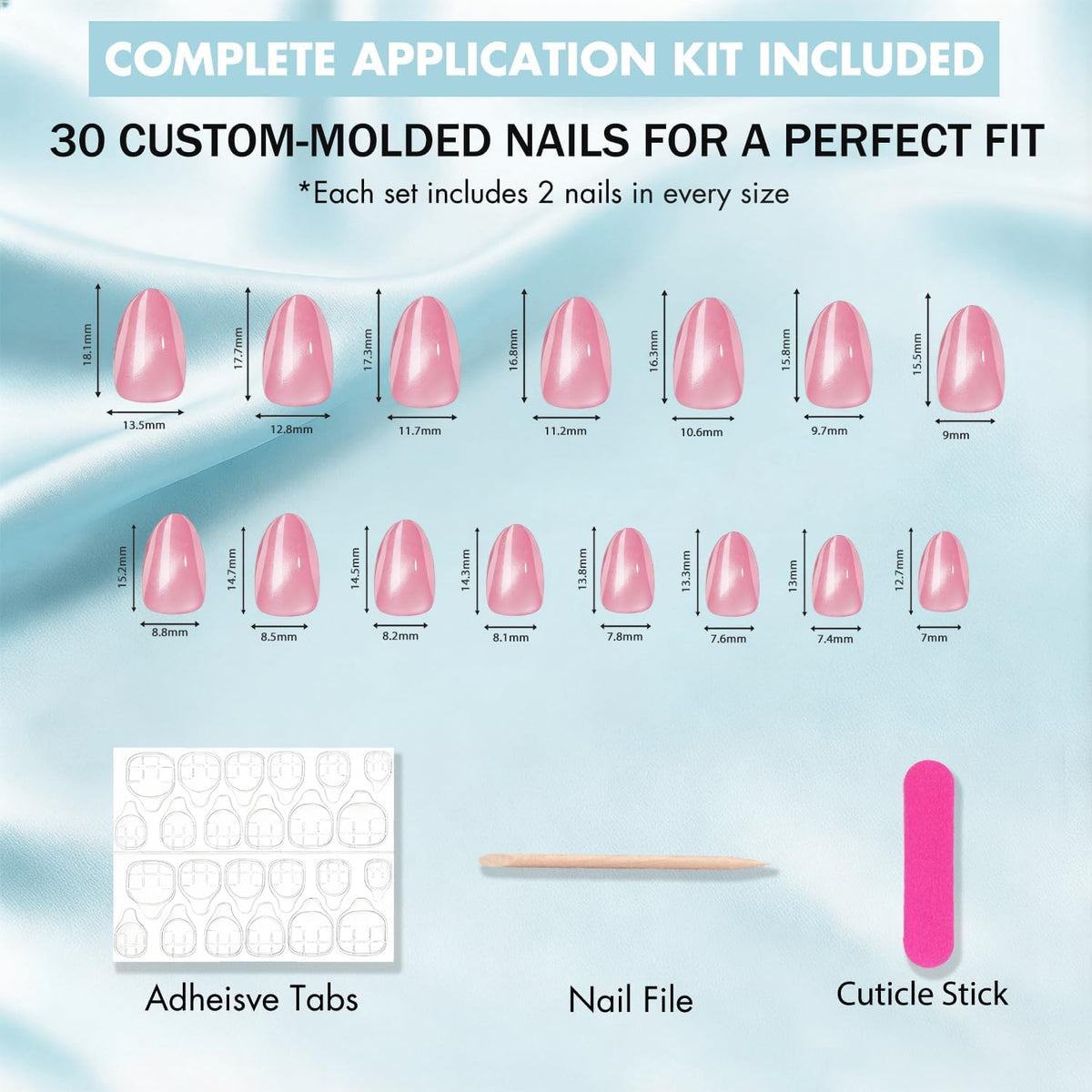 JOYVVEW Uñas postizas cortas con forma de ojo de gato - Uñas postizas ovaladas azul real, uñas postizas almendradas glaseadas con acabado brillante, calidad resistente, reutilizables, brillantes y adh
