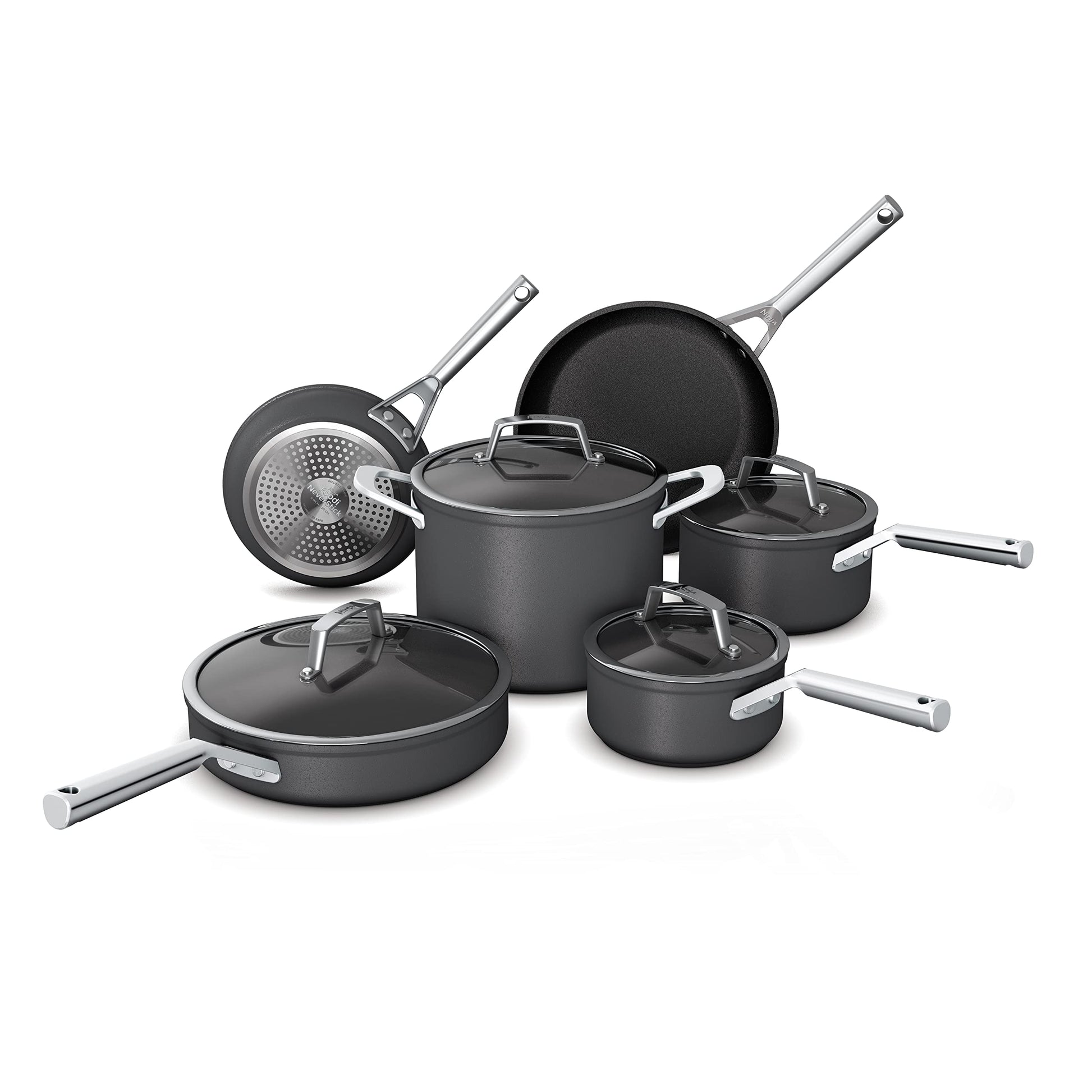 Juego de Utensilios de Cocina Ninja Foodi Gris Pizarrón de Anodizado Duro Antiadhesivo y Nunca Pegar
