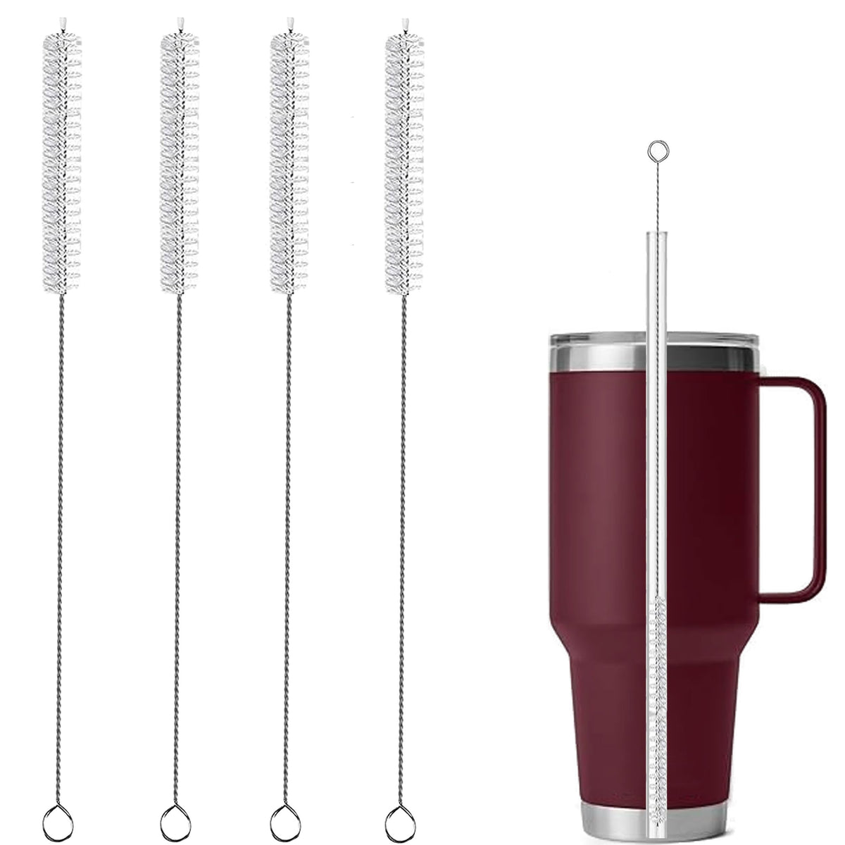ClDYAUST - Cepillo limpiador de pajitas para Stanley Cup, cepillo de limpieza de pajitas de acero inoxidable 304 y cerdas de nailon, cepillo de pajita para biberones, pajitas de vidrio/silicona o