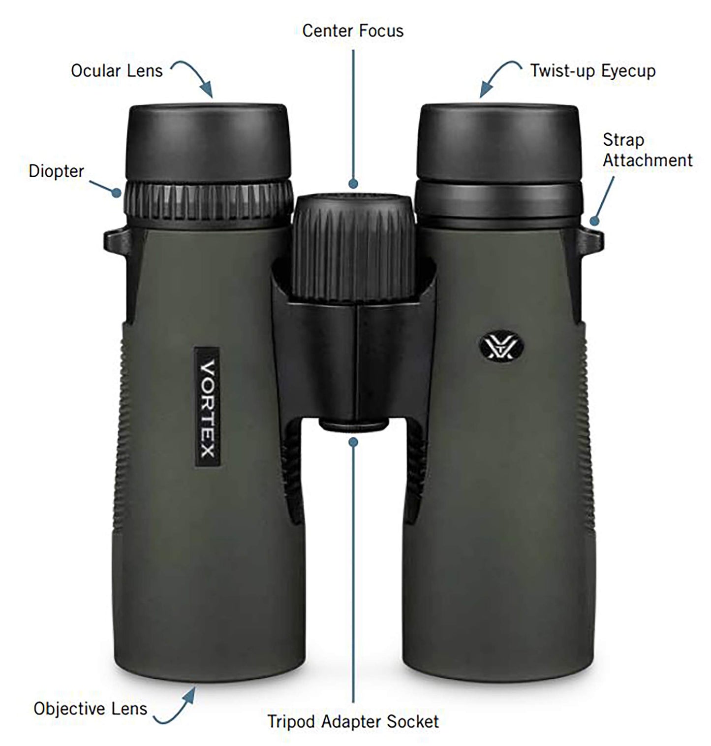 Vortex Optics Diamondback HD 8 x 28 Binoculares - Sistema óptico HD, Agarre Antideslizante, Impermeable, a Prueba de Niebla, a Prueba de Golpes, Incluye Estuche de Transporte Ilimitado, garantía