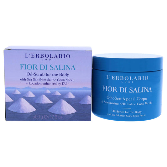 LErbolario L'erbolario body oil-scrub - fior di salina - water, citrus scent - sea salt scrub from saline conti vecchi with sweet almond, olive and sunflower oils - cruelty free - 17.6 oz
