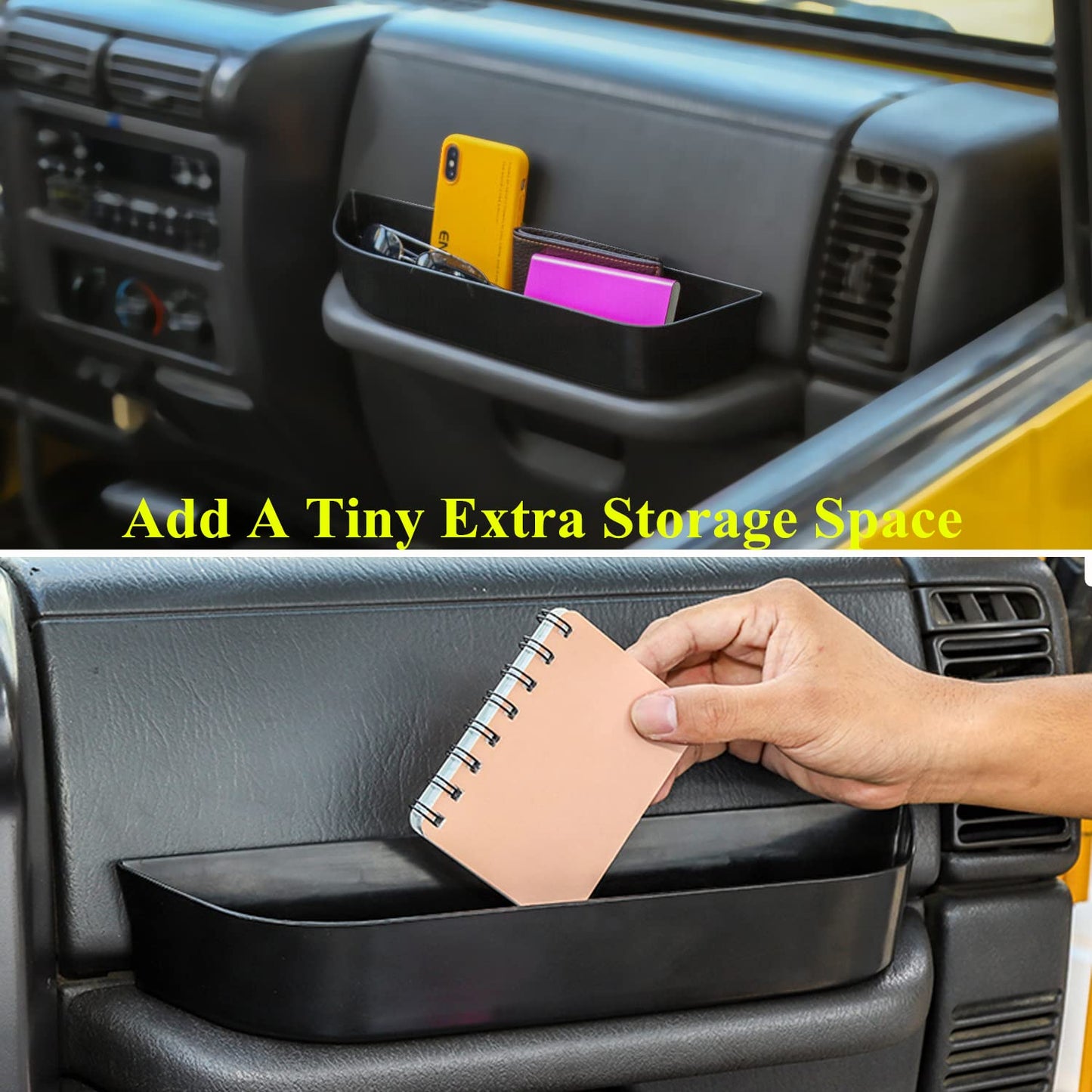 YOCTM TJ Co-Pilot Passenger Grab Bar Bandeja de Almacenamiento Caja organizadora para 1997-2006 Jeep Wrangler TJ SE Sport Sahara Rubicon Sport Utility Negro Interior Piezas Accesorios
