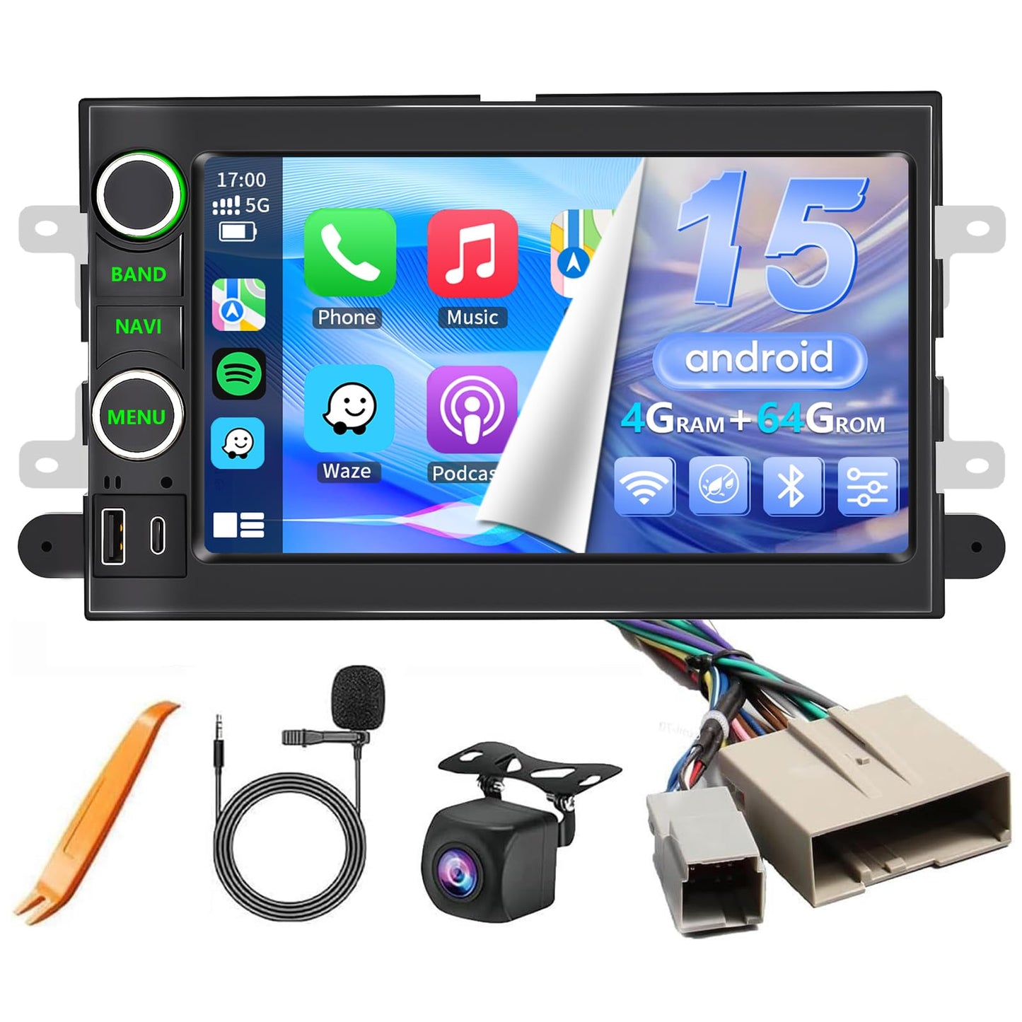 Radio de coche Android estéreo para Ford F150/F250/F350 Expedition Edge 2004-2014, Mustang 2005-2009, E150/E250 2009-2014, Mercury Milan 2006-2009 con Apple Carplay Android Auto GPS/WiFi/Backup Camera