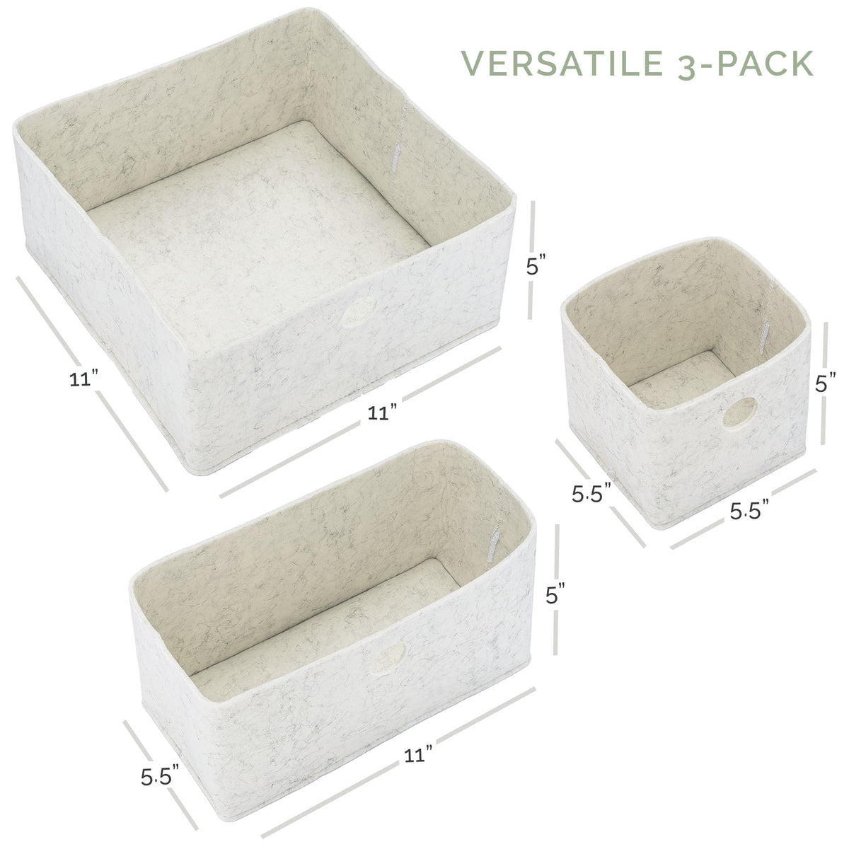 Parker - Organizadores de cajones de fieltro para bebé, paquete de 3 unidades, versátiles y resistentes para cajones | Contenedores de almacenamiento de cajones de fieltro suave extra duraderos y