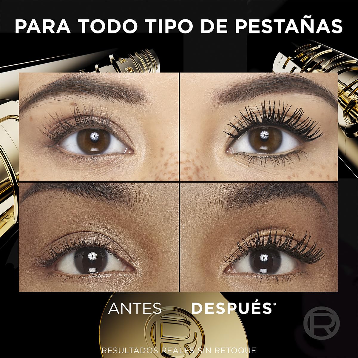L'Oréal Paris, mascara de pestañas voluminizadora Panorama a prueba de agua, Ojos visiblemente más grandes, 9.4ml