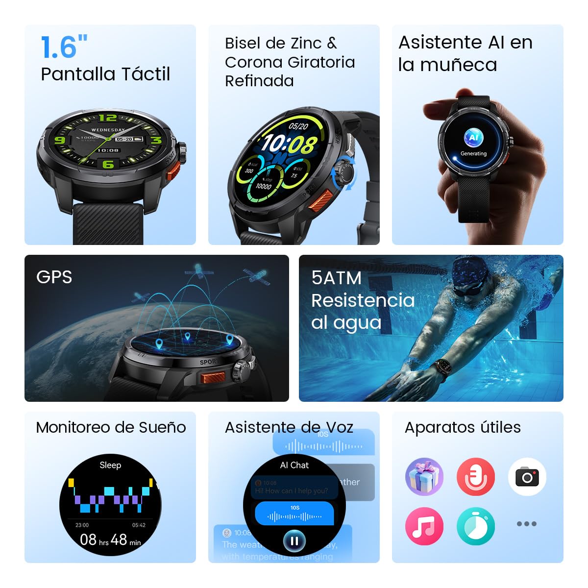 Smartwatch AMOLED HAYLOU Solar Ultra GPS Negro 170+ Deportes para Hombre y Mujer