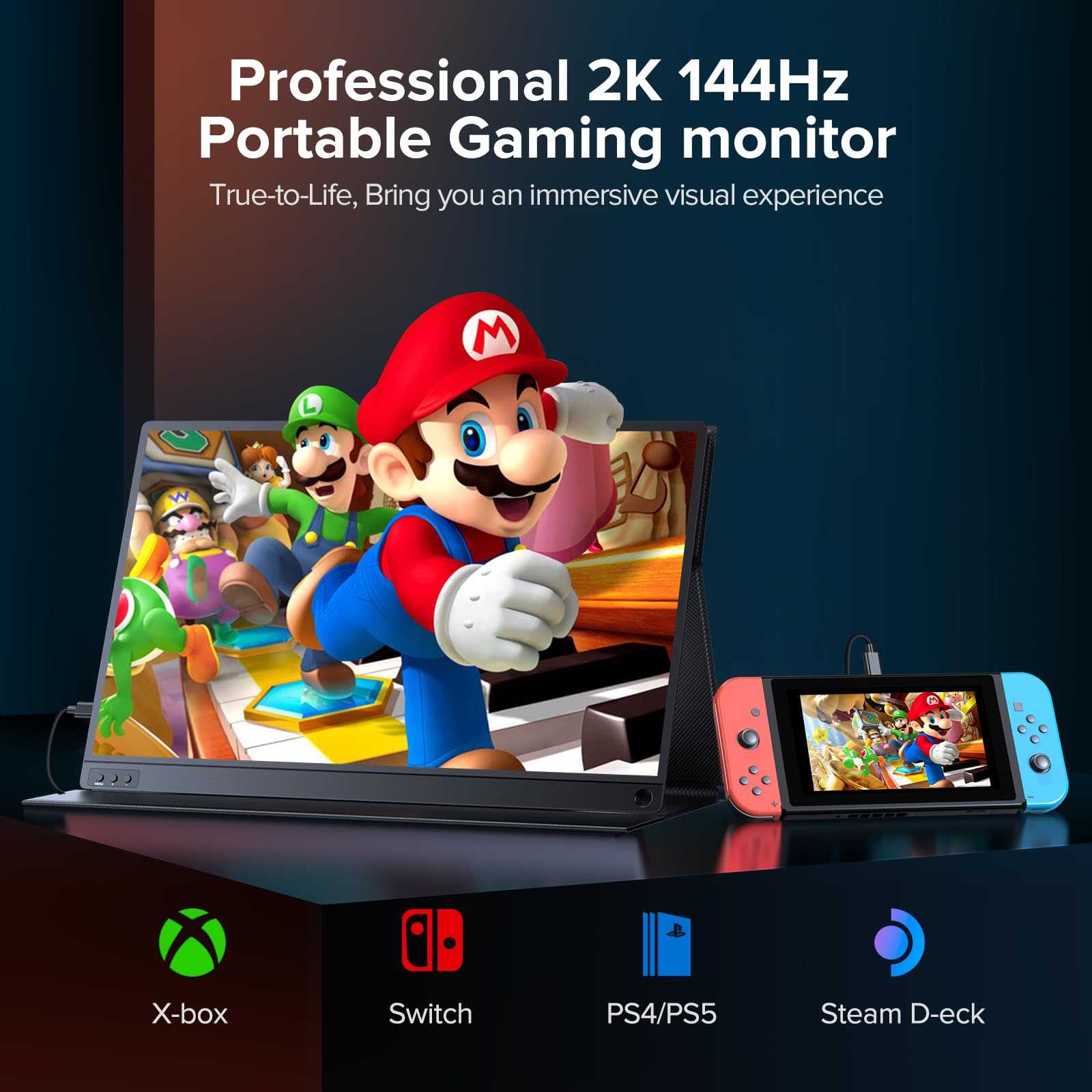 Monitor Portátil UPERFECT 2K Negro Ultra Slim 144Hz para Juegos