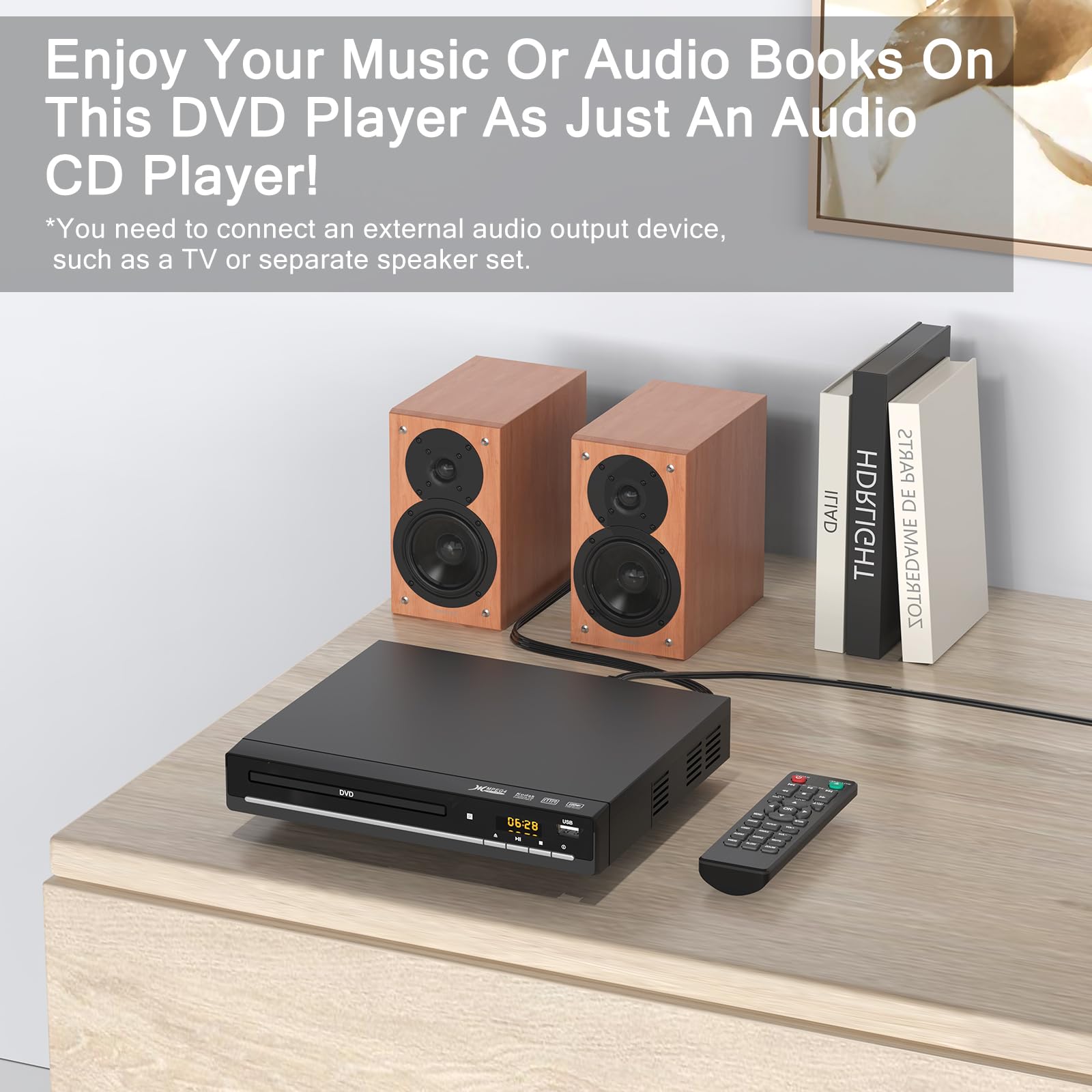 LOMENTICSAll-Region DVD Players for TV with HDMI，CD Player for Home Stereo System, HDMI and RCA Cable Included，Enjoy an Excellent Sound Quality Experience
