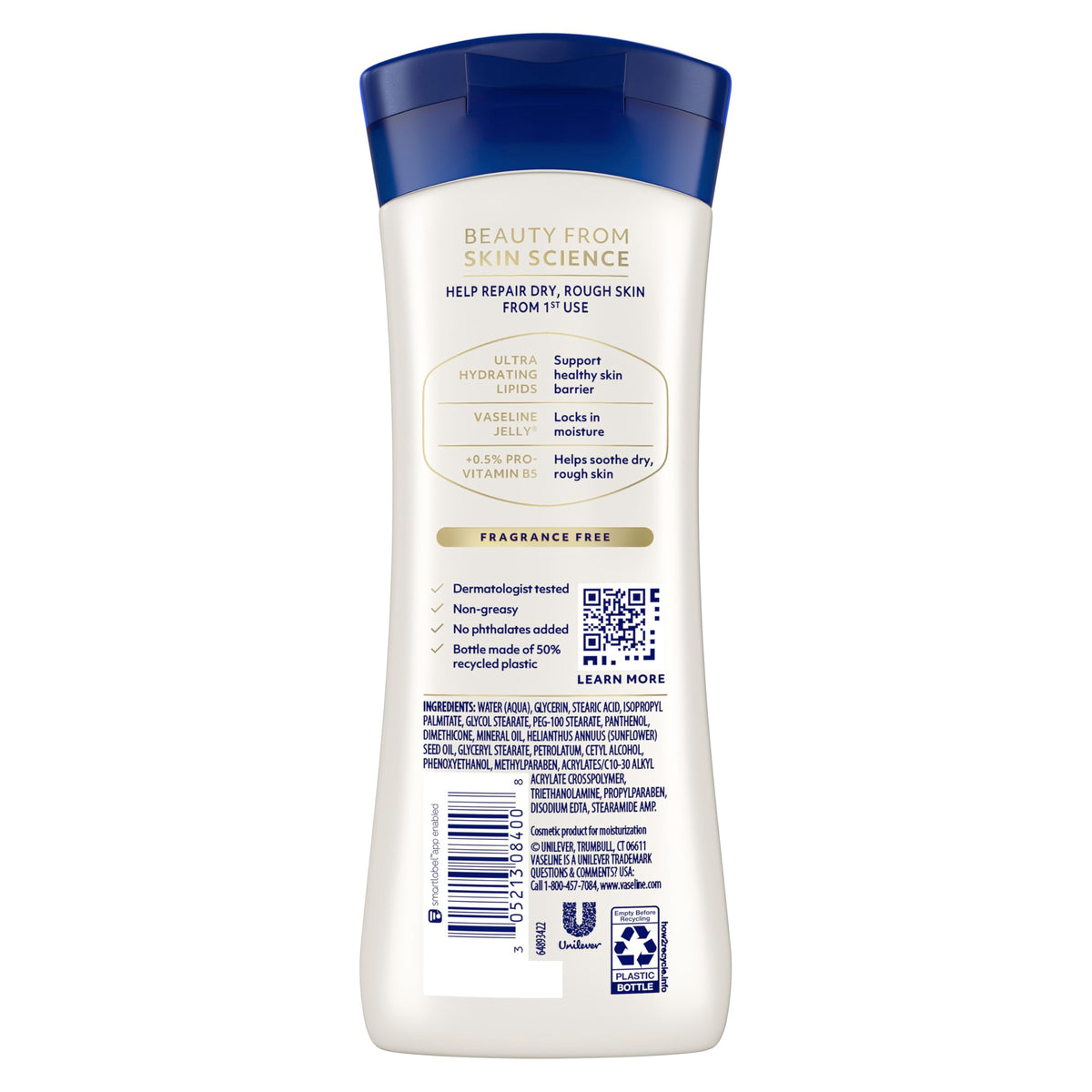 Vaseline Intensive Care Body Lotion, Advanced Repair Unscented, 10 oz