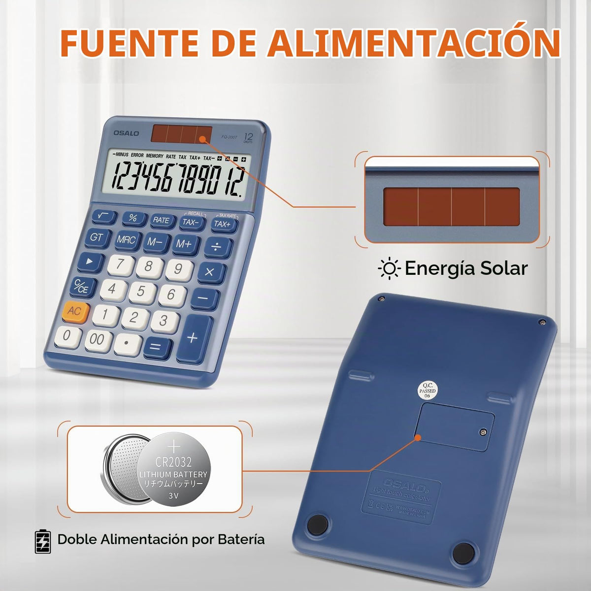 Calculadora de Escritorio Pendancy Negra con Pantalla LCD de 12 Dígitos y Energía Solar para Contabilidad