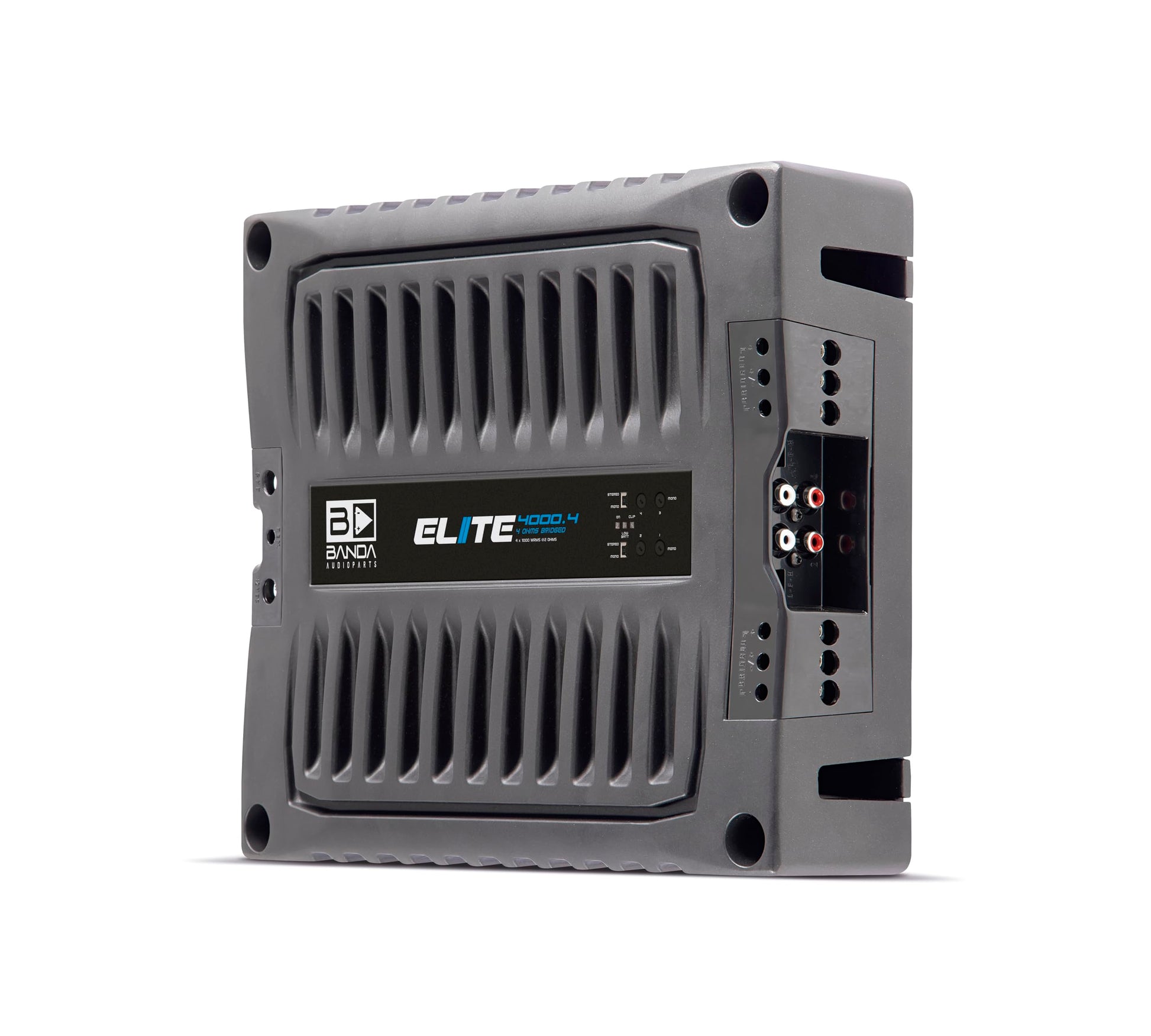 BANDA Audioparts ELITE4000.42OHMS 4 canales 1000 vatios máximo @ 2 ohmios amplificador de audio para coche con filtro de paso alto y filtro de paso bajo, negro - 4000.42OHM