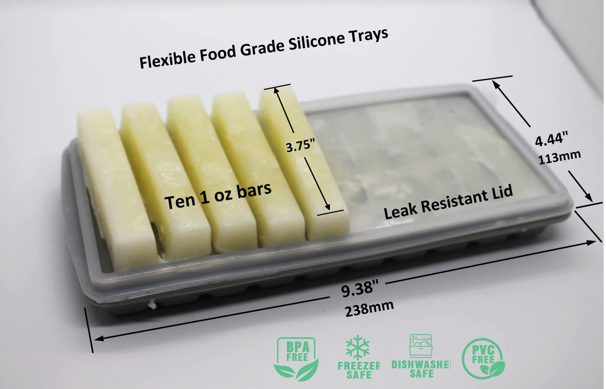 Tiny Tot Innovations Bandejas de Almacenamiento para Congelador de Leche Materna con Portador, 10 Barras de 1oz, 2 Recipientes con Tapas y Portador, 100% Silicona de Grado Alimenticio