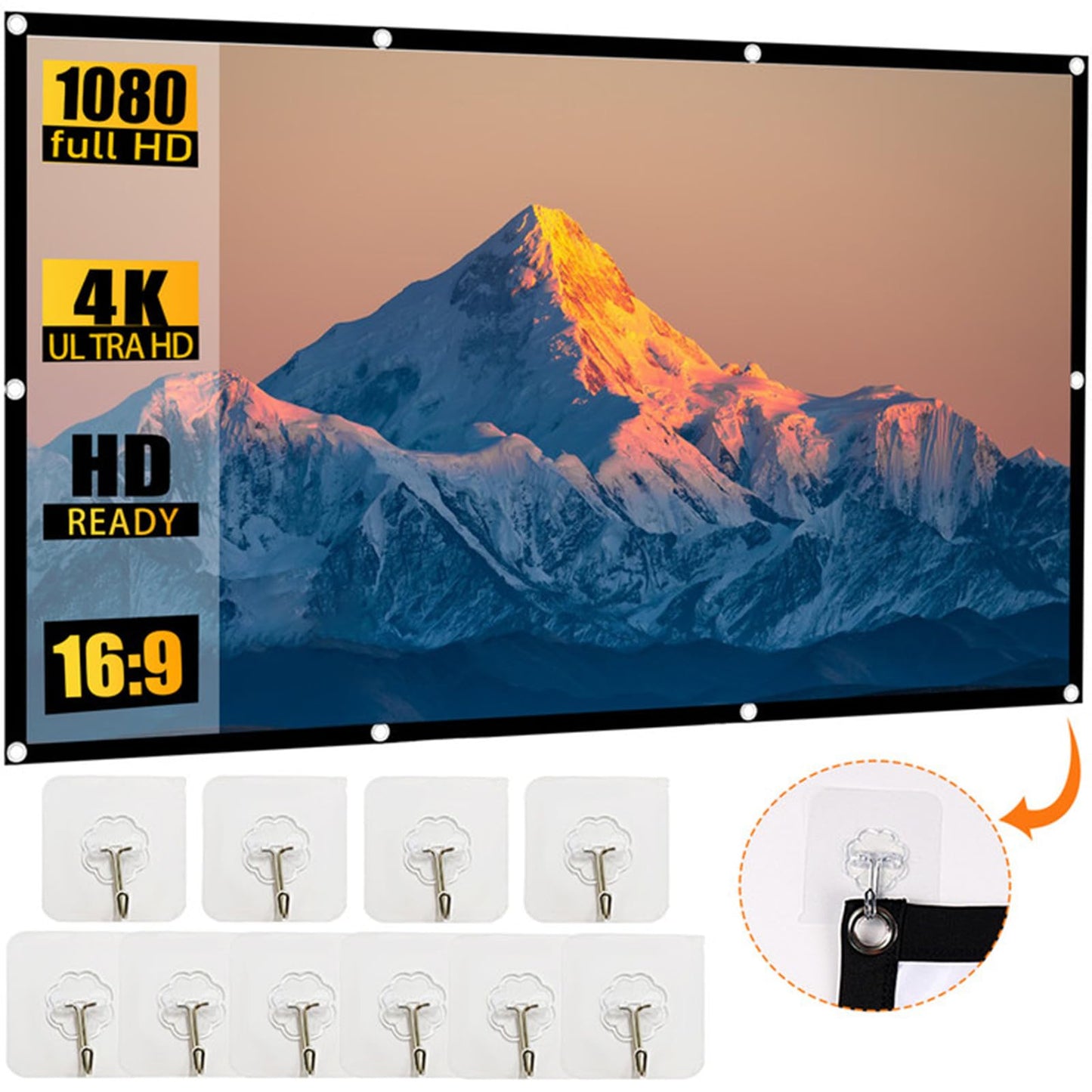 Visualización de Proyección de 120 Pulgadas,16:9 HD Pantalla de Proyector Portátil,Visualización de Proyector de Doble Cara,Pantalla de Cine Plegable para Camping,Cine en Casa,Oficina (120Pulgadas)