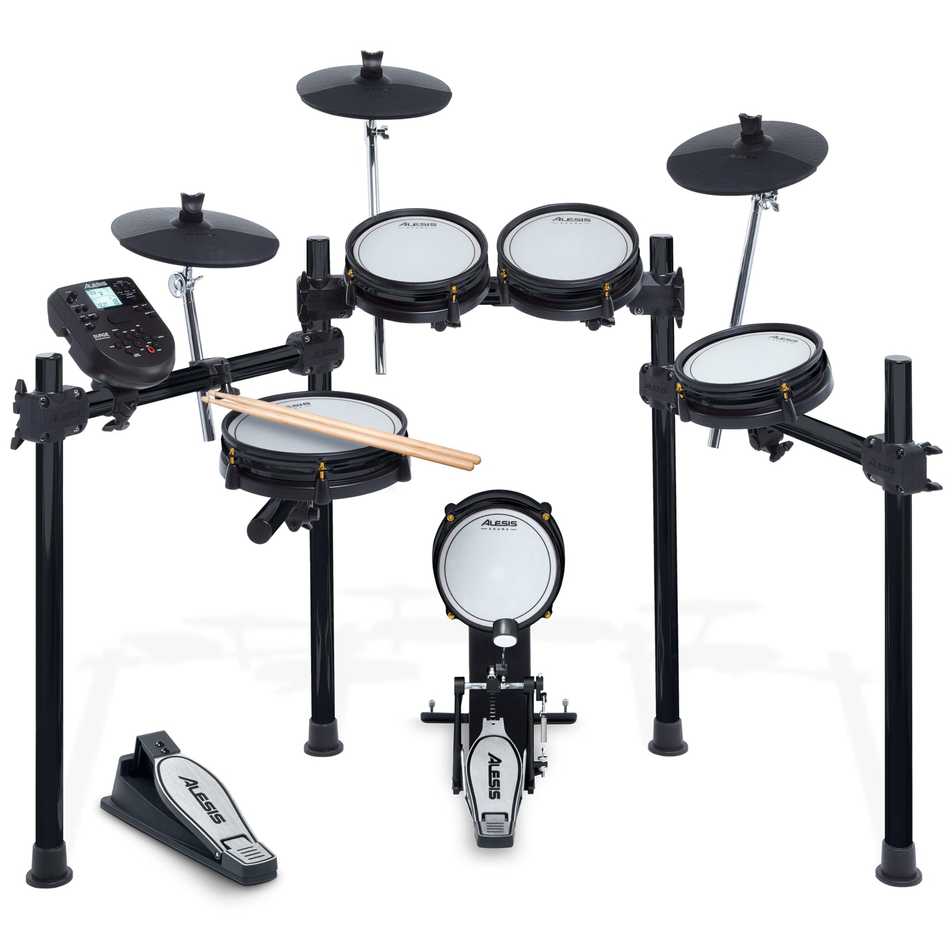 Alesis Surge Mesh SE Kit - Set de Batería Electrónica, conectividad MIDI USB, parches de malla, módulo percusión, rack sólido, 40 kits y 385 sonidos