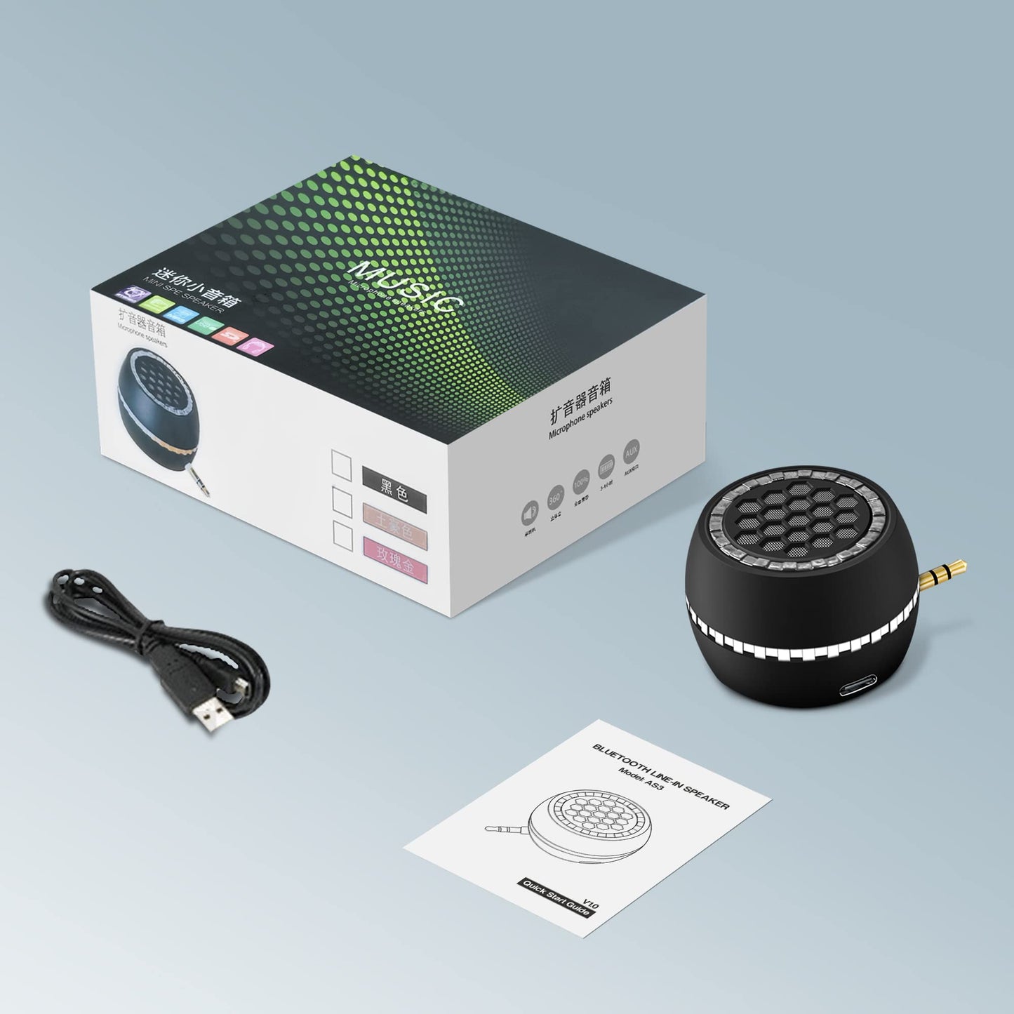 FIYAPOO Mini altavoz portátil, altavoz de 3 W para teléfono celular con interfaz de audio AUX de 3,5 mm para smartphone/tablet/computadora
