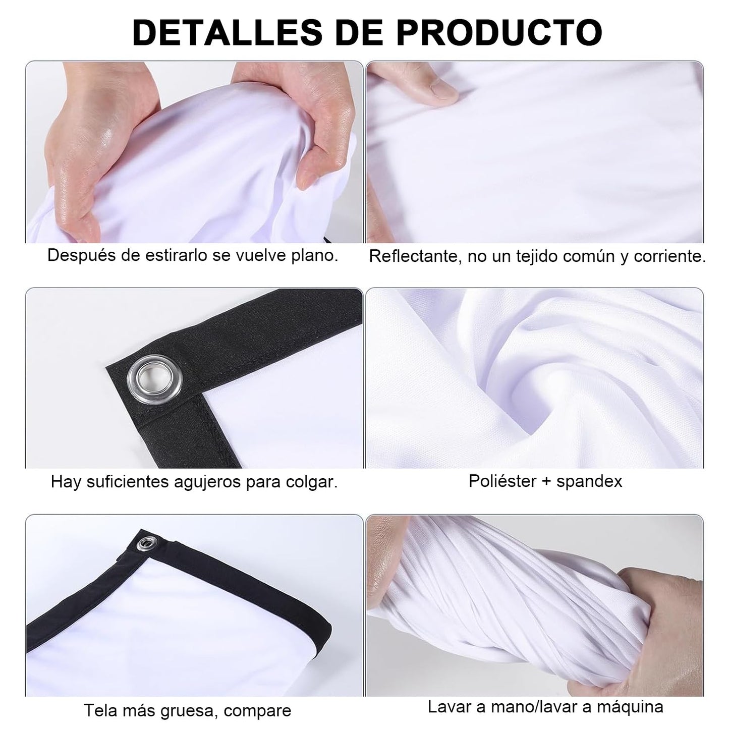 Pantalla para Proyector, Tela para Proyector de150 Pulgadas, Visualización de Proyección Antiarrugas, HD 4K Lona para Proyector, Pantalla de Cine Plegable para Interior y Exterior(espesado-150)