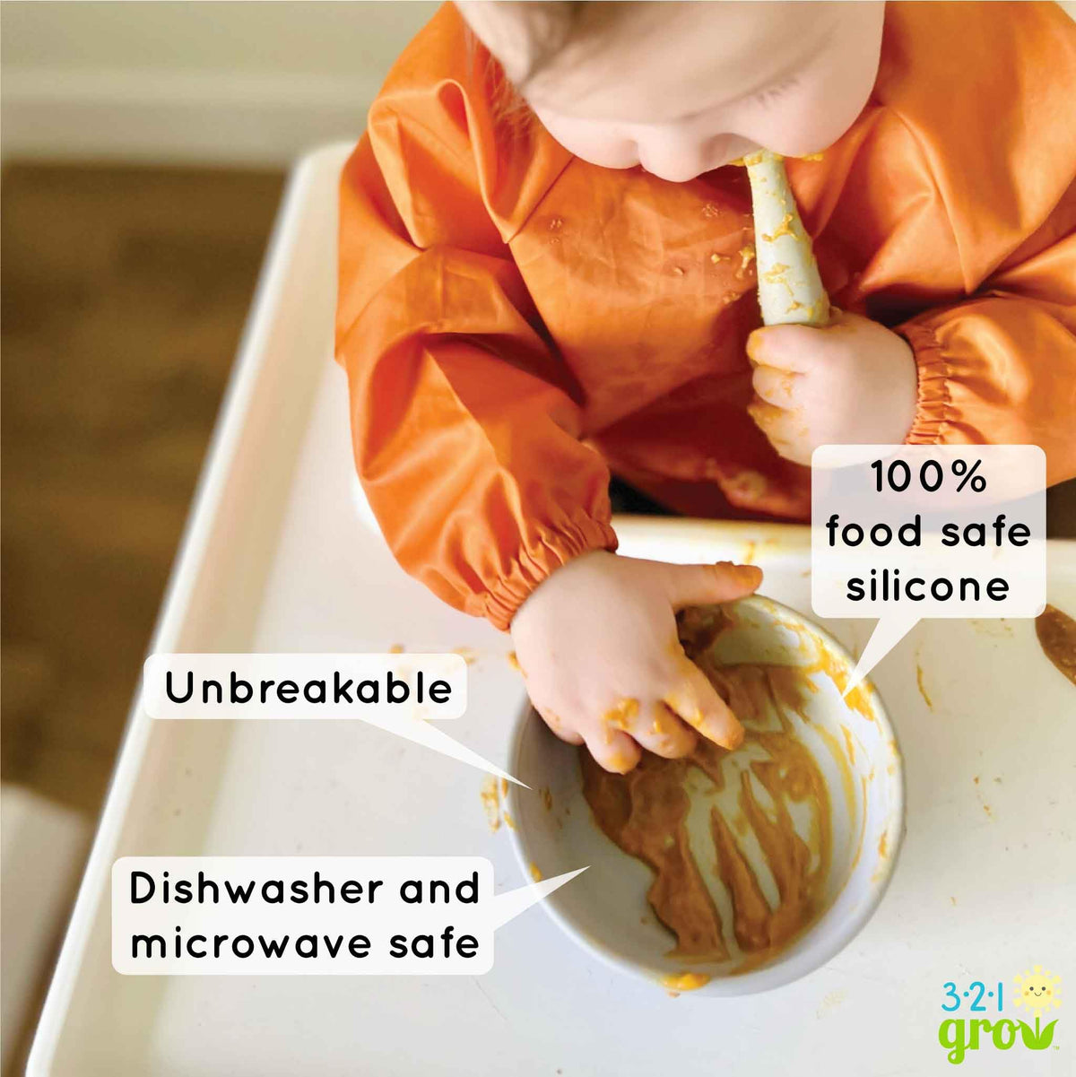321 Grow Easy Scoop & Hold Bowl Set • tazón de silicona para bebés, niños pequeños • Juego de 2 cuencos | 6 meses | Apto para lavaplatos y microondas