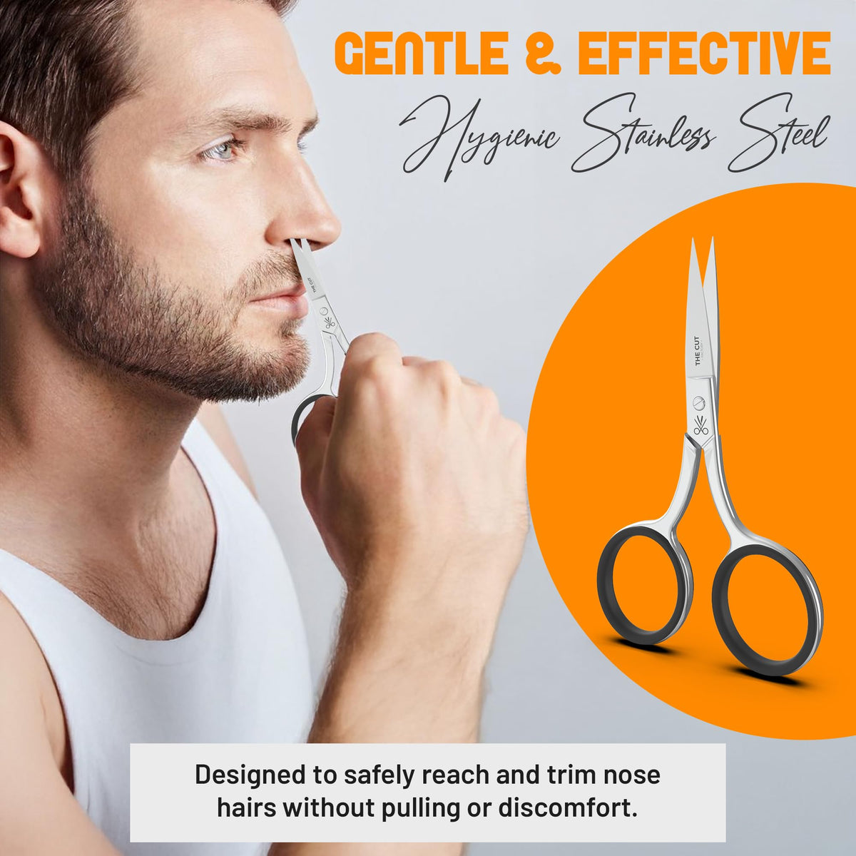The Cut Factory- 4" Top of The Line Facial Hair Scissors For Men Women - Eyebrow Scissors Grooming Scissors Mustache, Nose, Beard, Eyebrows, Eyelashes Hair Scissors (Bright Polished)