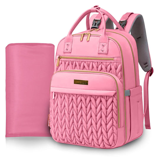 Mochila para Pañales Jubily Rosa 30L Impermeable con Ranura para Portátil y Cambiador