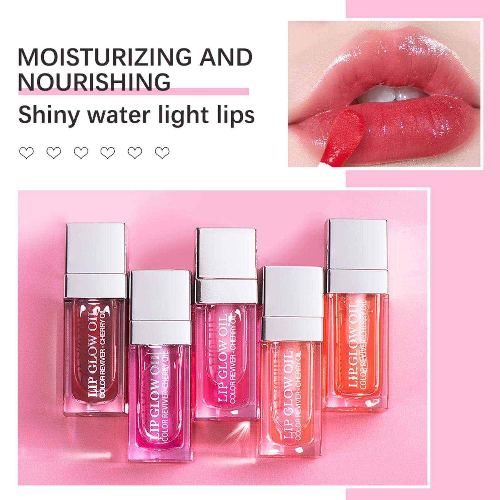 Littryee Cherry Lip Oil - Alivia Los Labios Agrietados Y Mejora El Brillo | Brillo De Labios Hidratante De Larga Duración, Lápiz Labial Líquido De Color Transparente Teñido con Aceite Natural