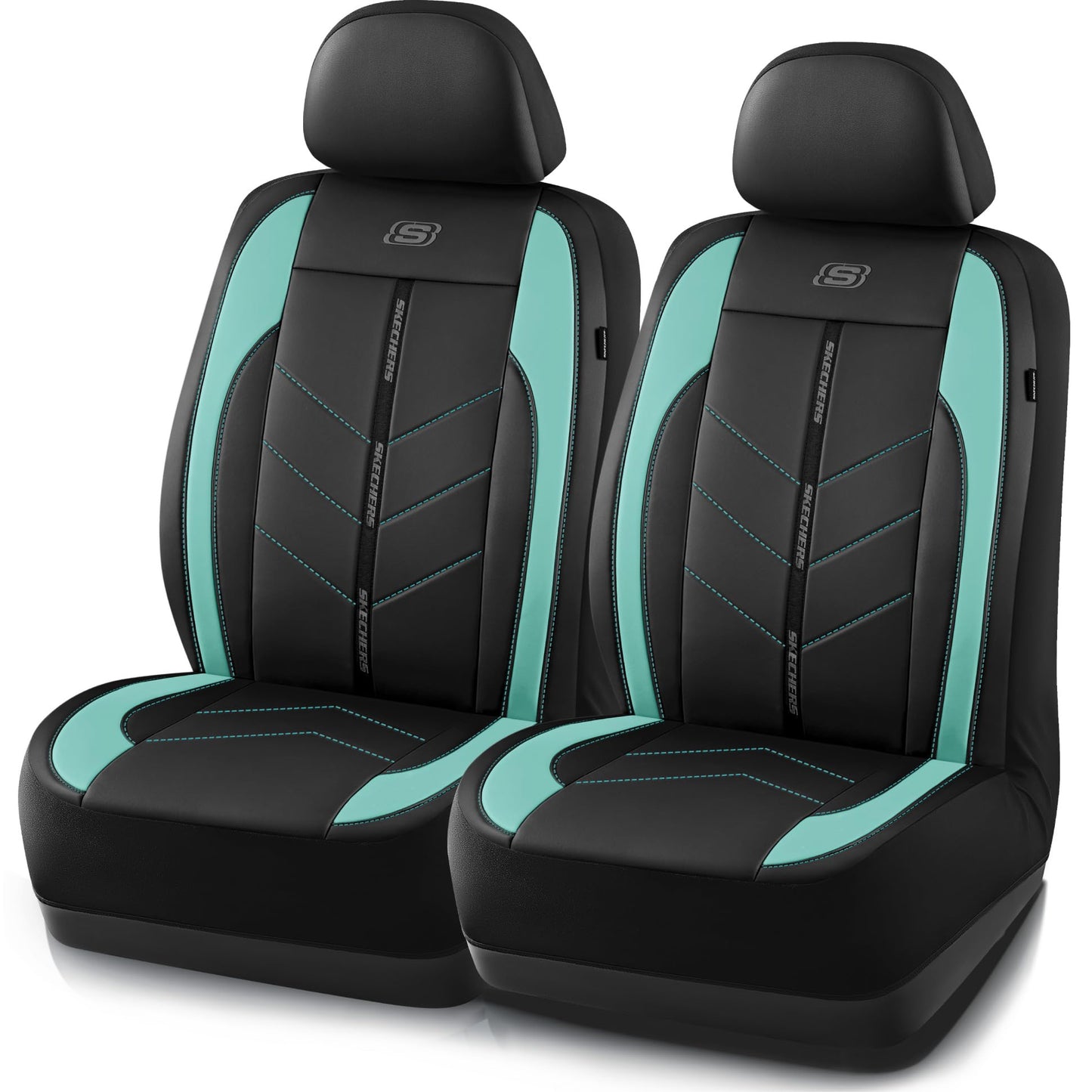 Skechers Fundas de asiento de coche, fundas de asiento de cuero sintético de lujo, protector de asiento de coche impermeable antideslizante para asientos delanteros, accesorios de coche compatibles
