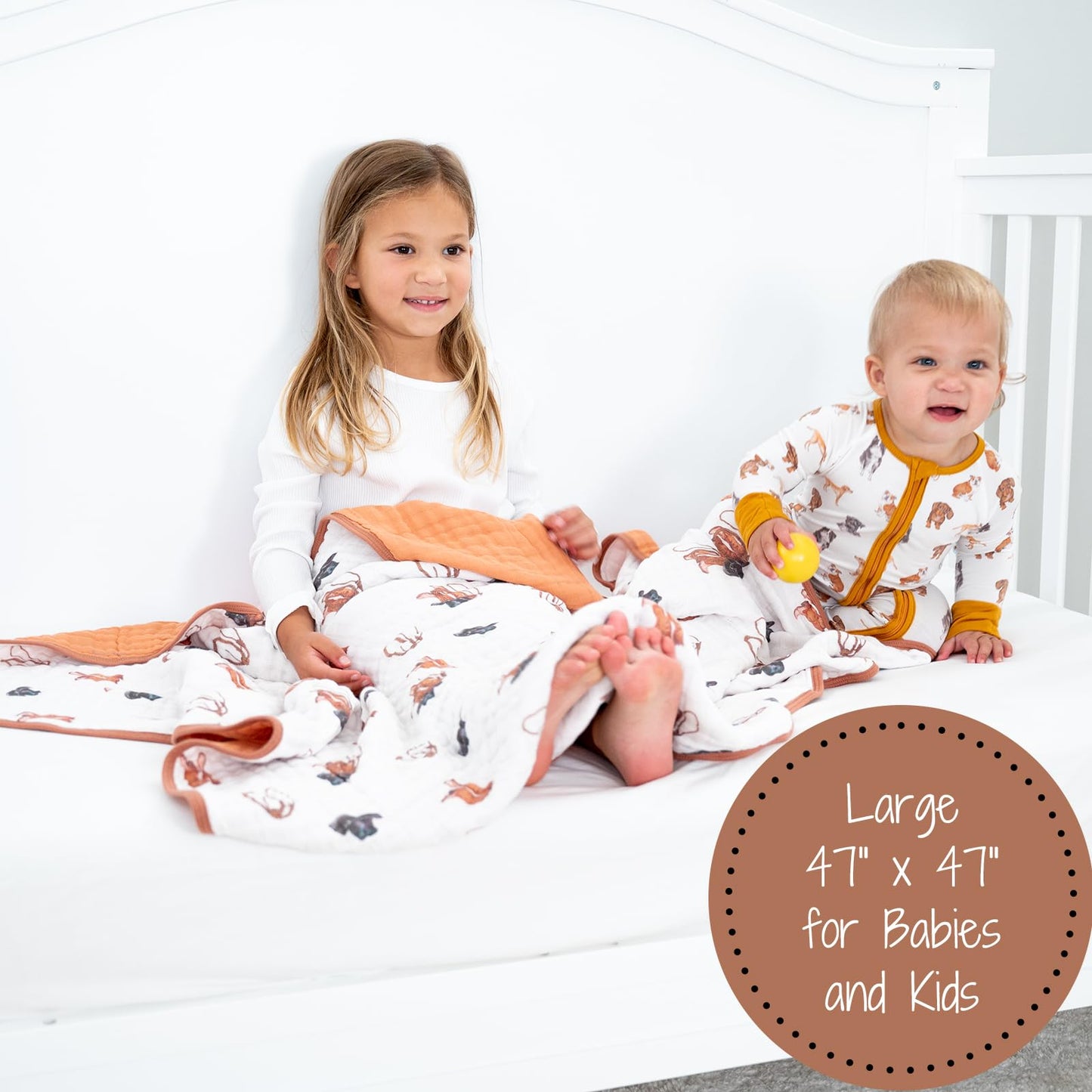 LollyBanks Manta de muselina para bebé 100% algodón orgánico, edredón de muselina ligero, manta para niños de 6 capas 47" x 47", mantas de recepción para guardería, artículos esenciales para bebés